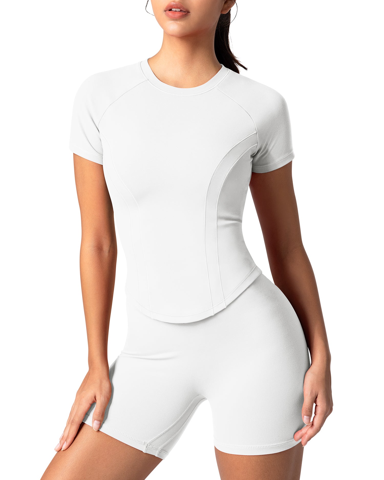 Bareluxe Short Sleeve Workout Crop Tops for Women T Shirt  261805