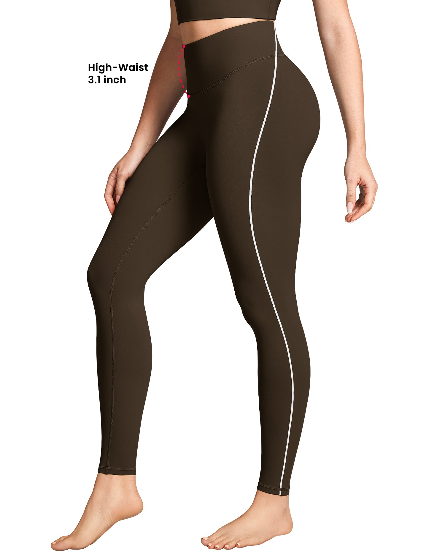 Contrast Stitching Waisted Leggings for Women 254004