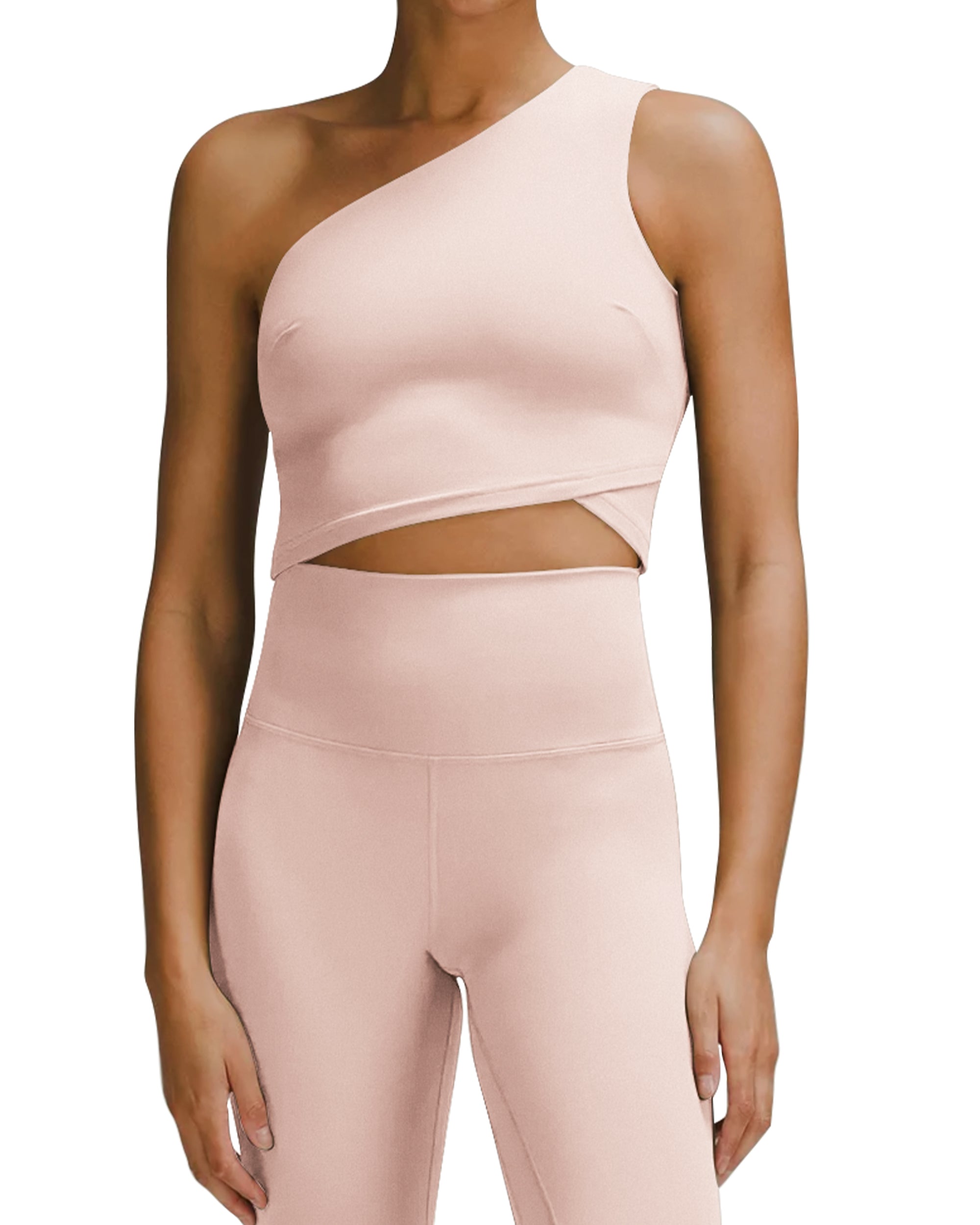 Womens One Shoulder Sports Gym Sexy Athletic Crop Blouse-240306