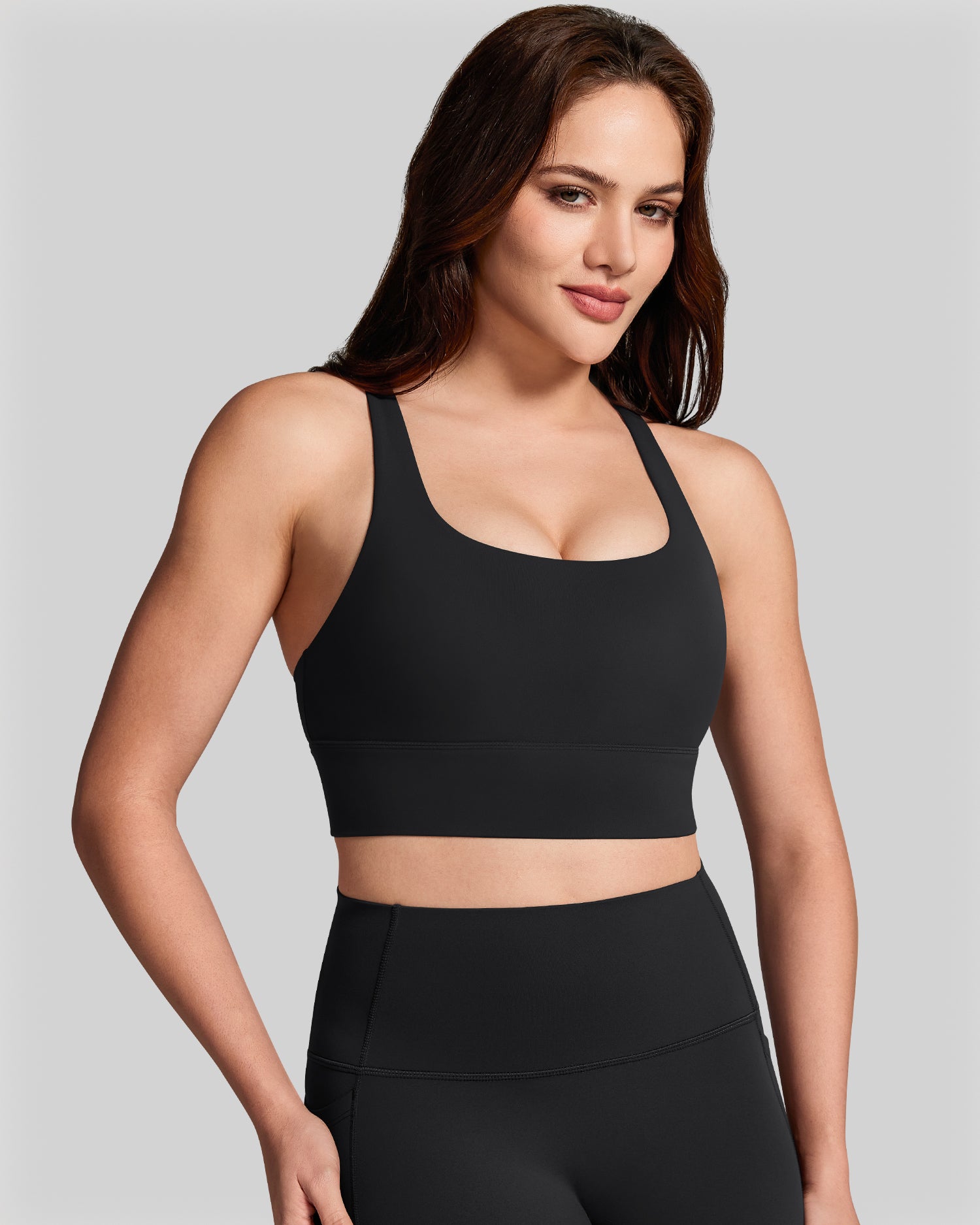 BareLuxe Sports Bras for Women Padded Strappy Longline Sports Bra 251508