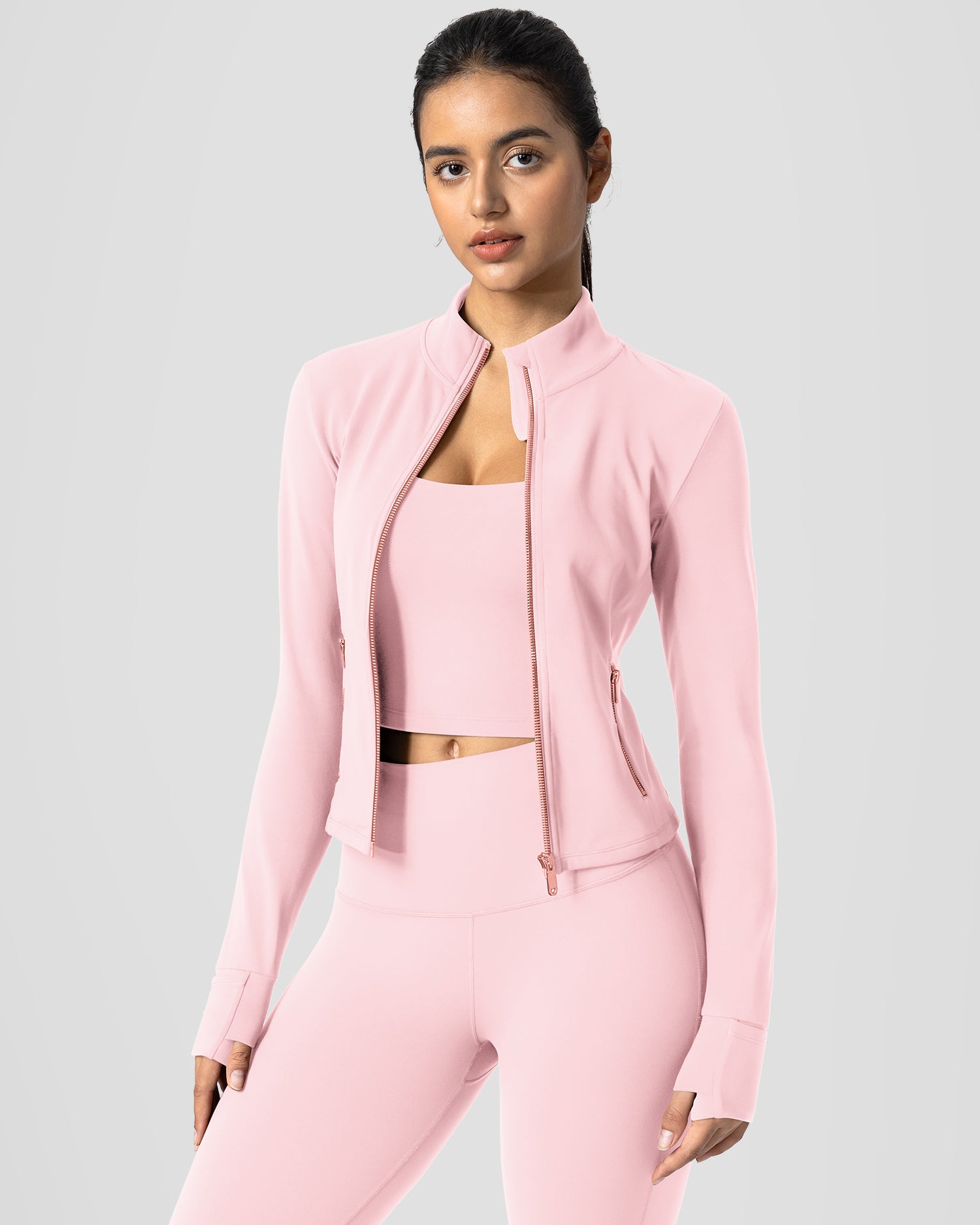 Bareluxe Golden Zipper Workout Jacket for Women with Pockets 257703