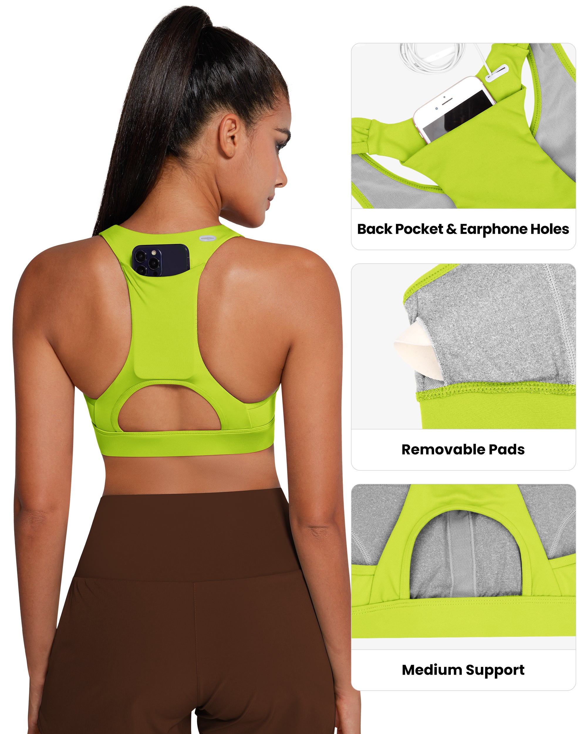 Phone Back Pockets Sport Bra 70927