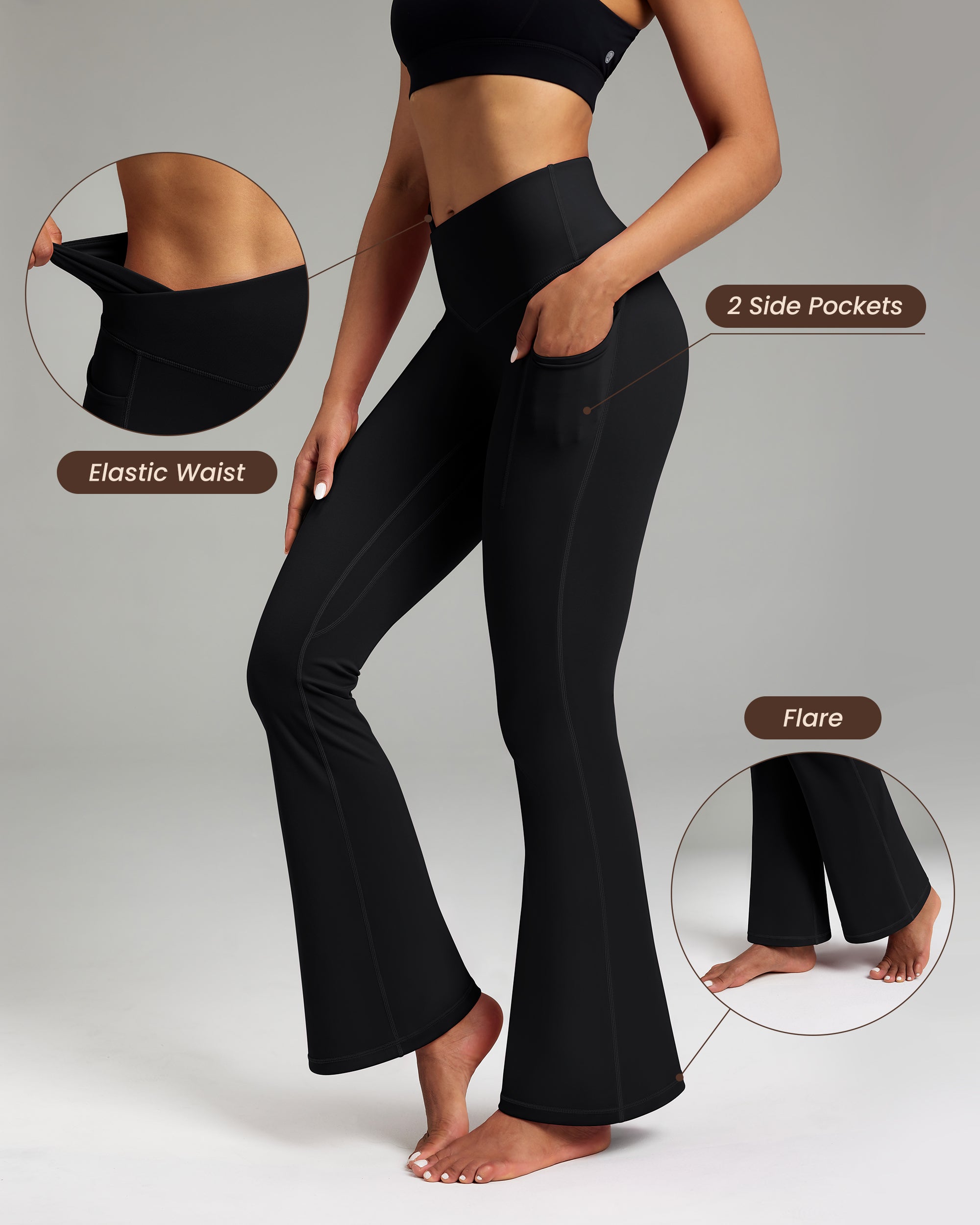Cross Waist Flare Leggings 240404