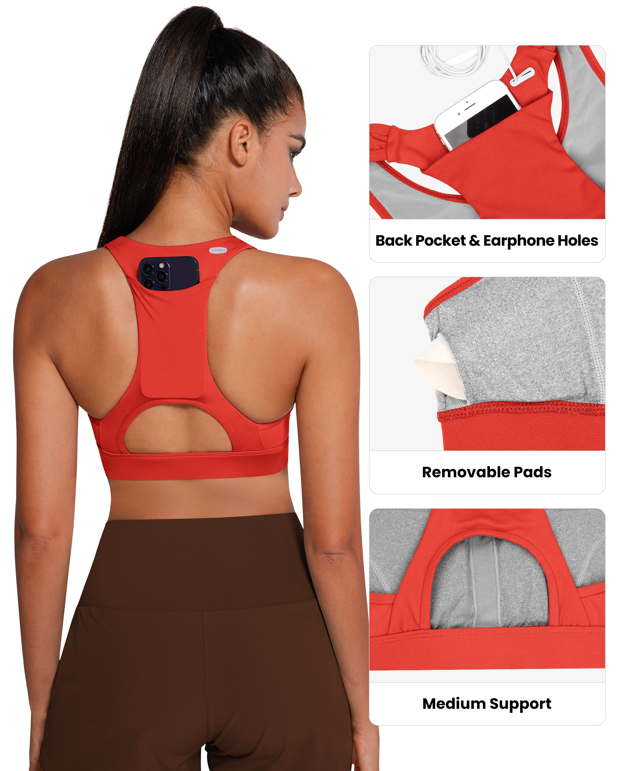 Phone Back Pockets Sport Bra 70927