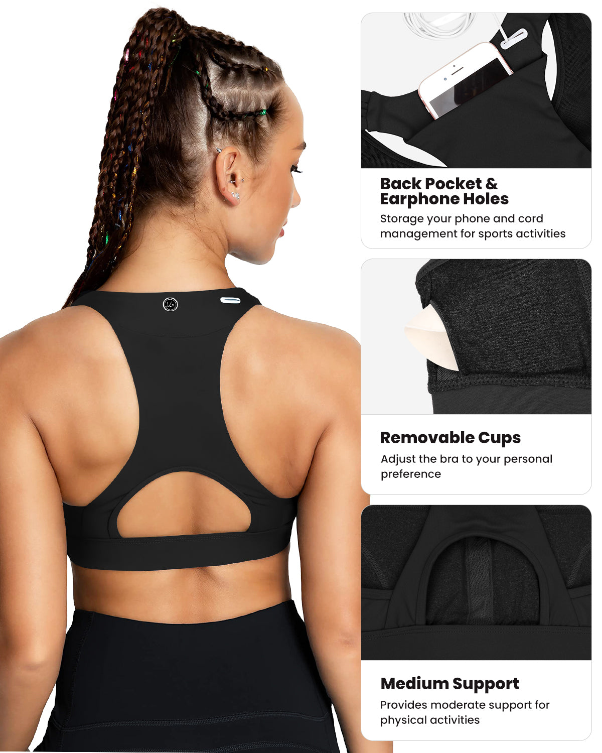 Phone Back Pockets Sport Bra 70927