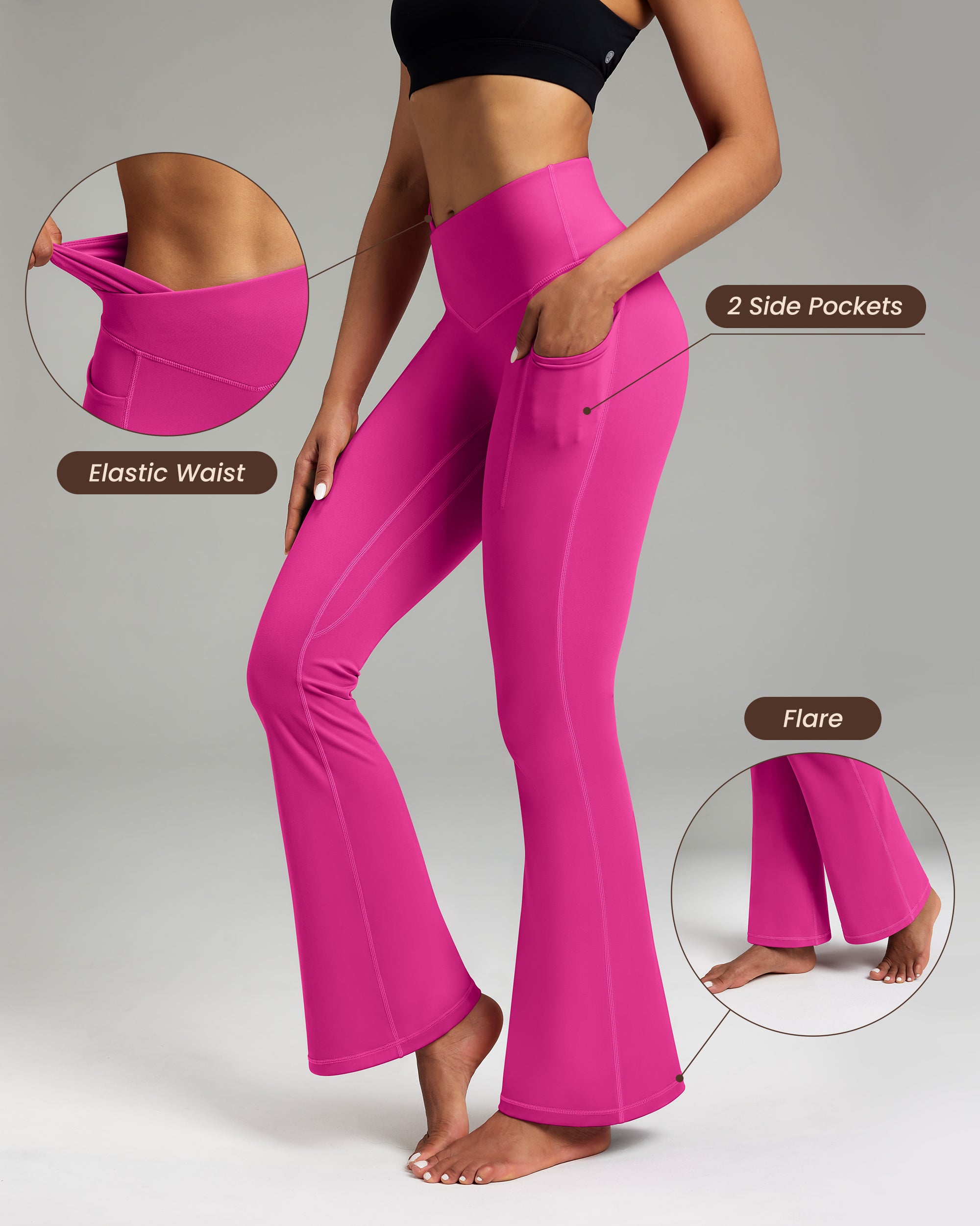 Cross Waist Flare Leggings 240404