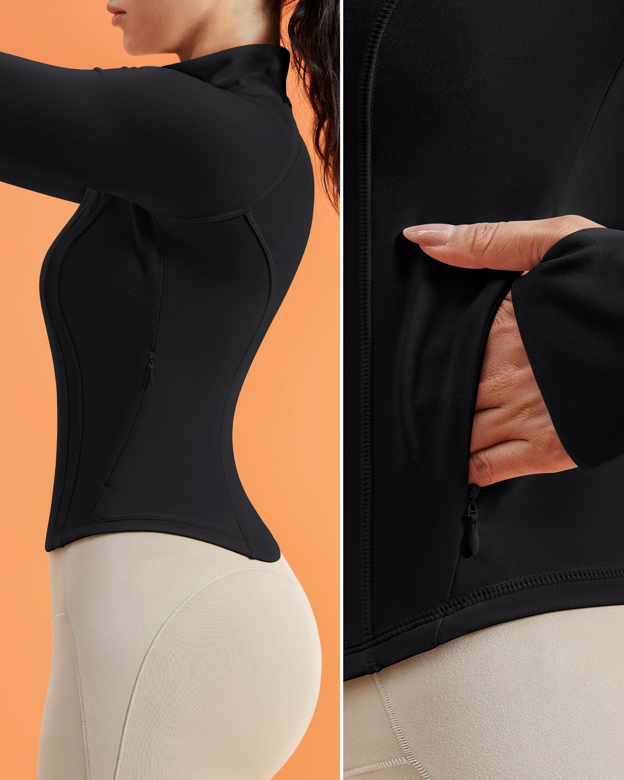 BareLuxe Womens BBL Jacket with Pockets Fit Zip Up Athletic Cropped 254203