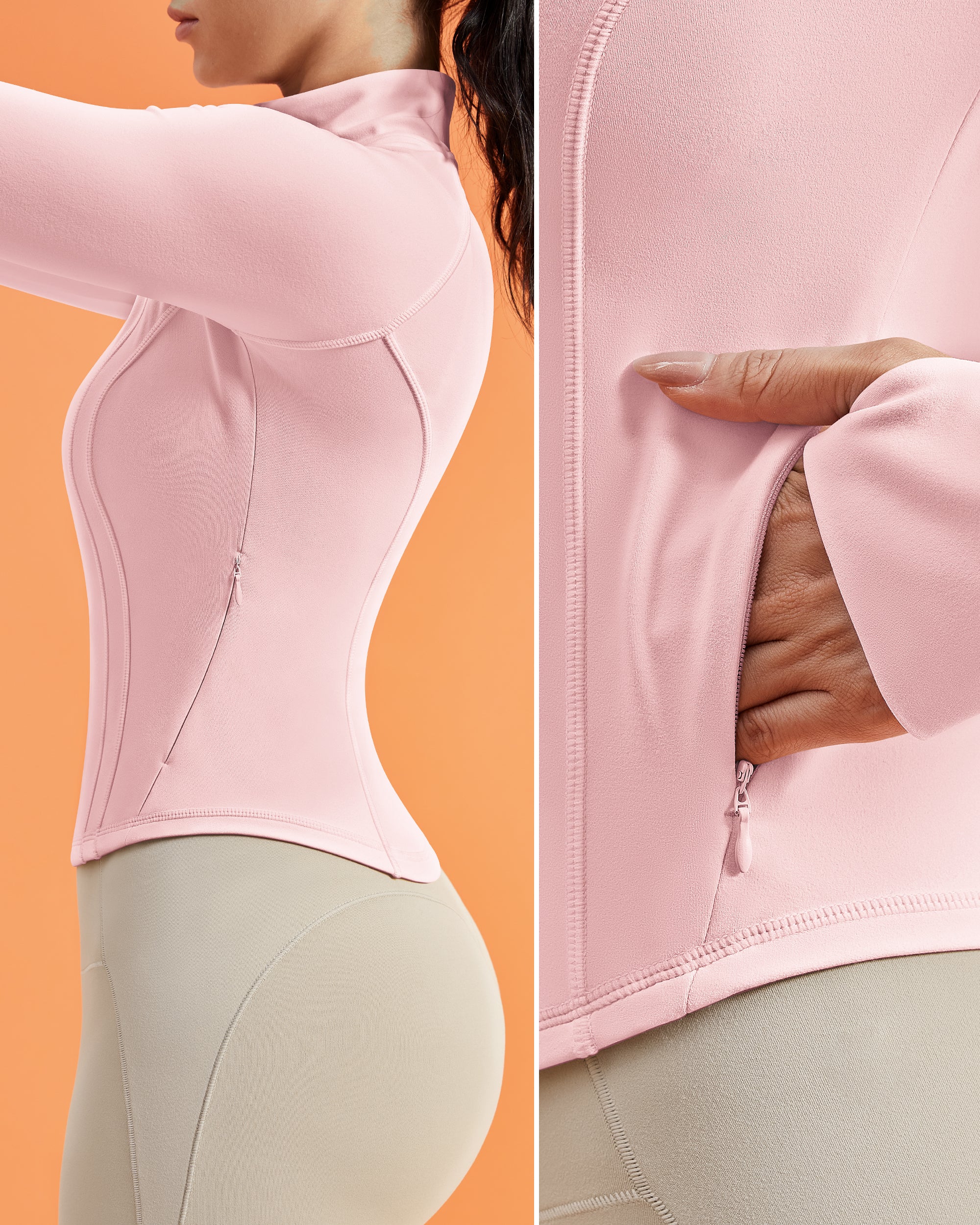 BareLuxe Womens BBL Jacket with Pockets Fit Zip Up Athletic Cropped 254203