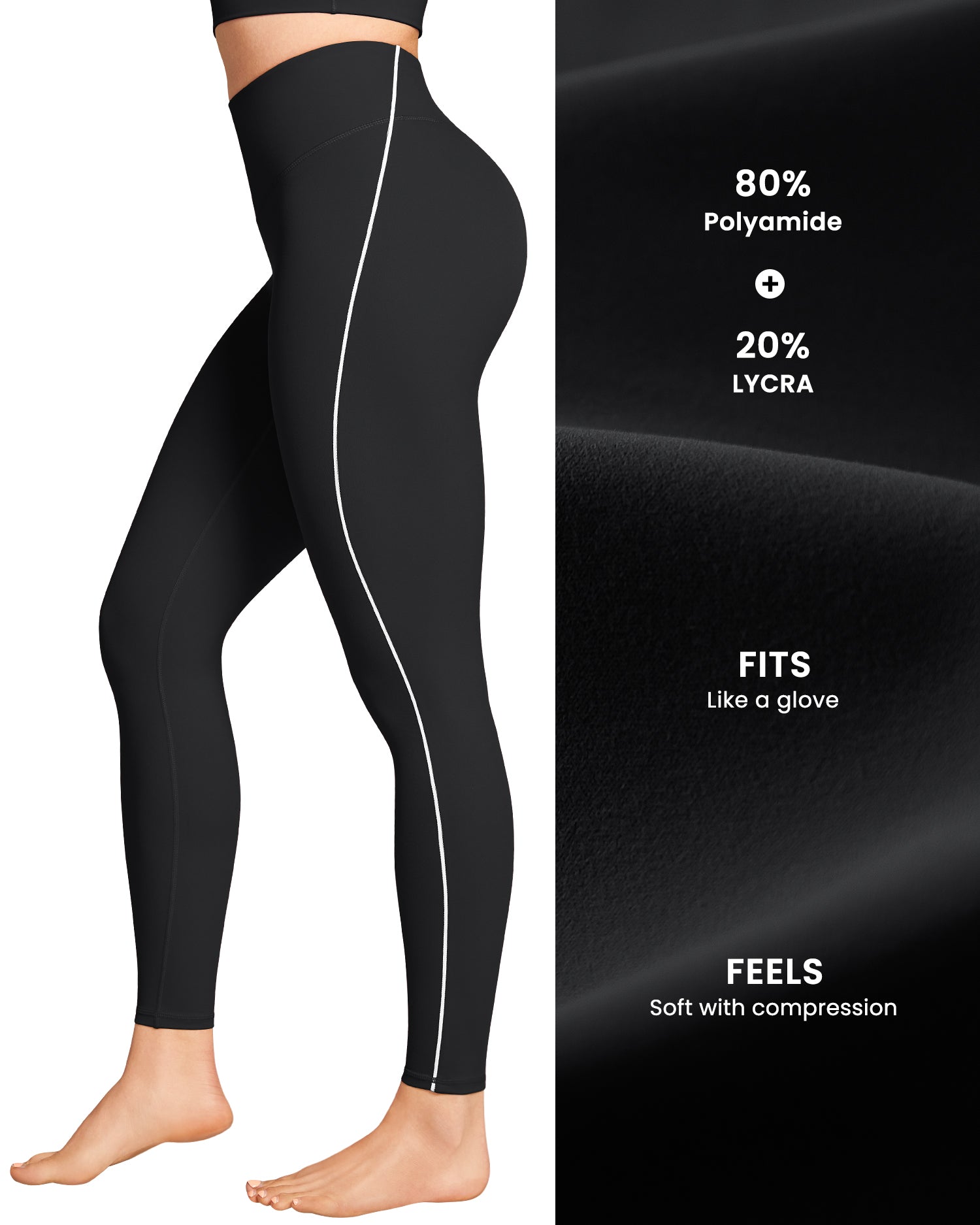 Contrast Stitching Waisted Leggings for Women 254004