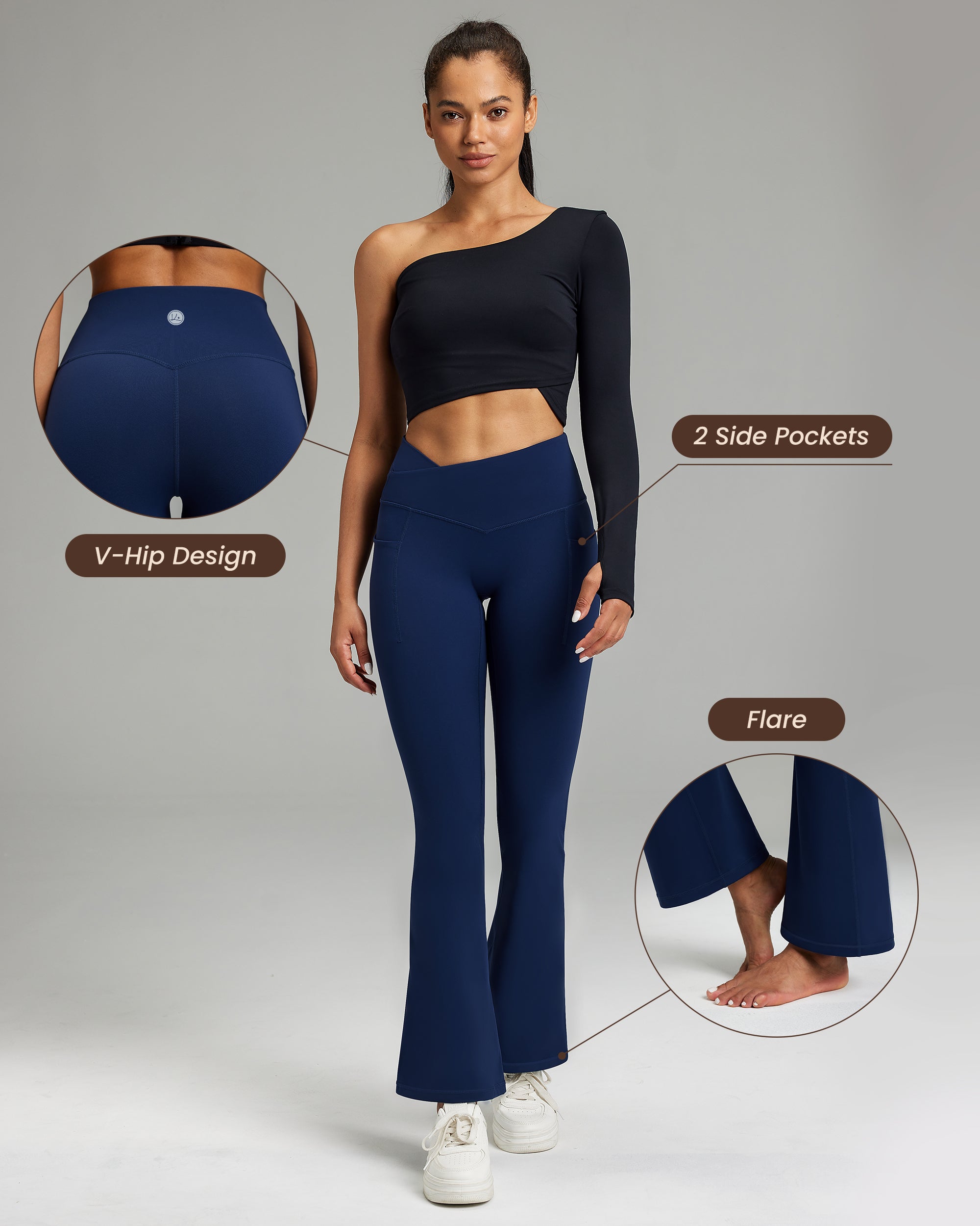 Cross Waist Flare Leggings 240404