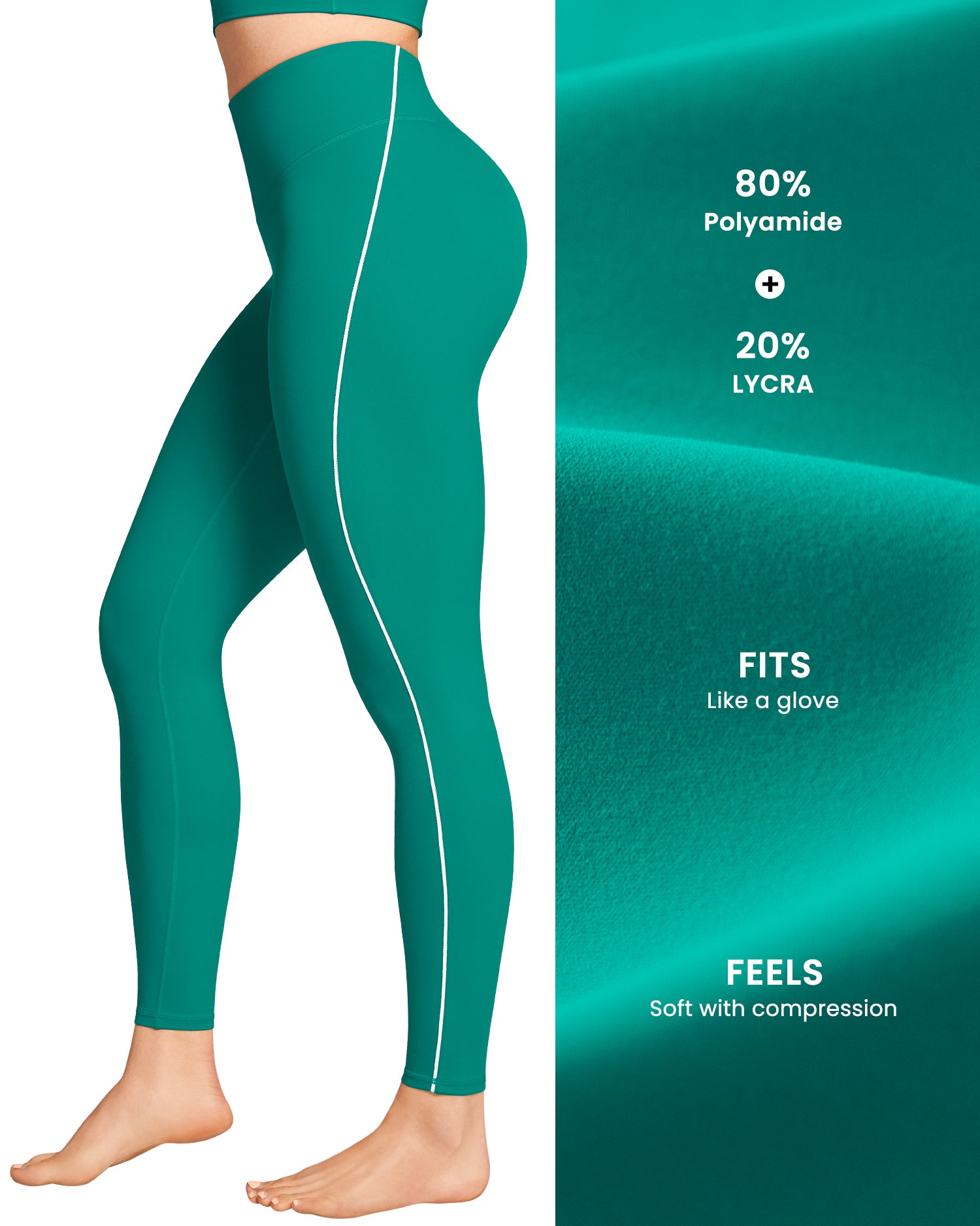 Contrast Stitching Waisted Leggings for Women 254004