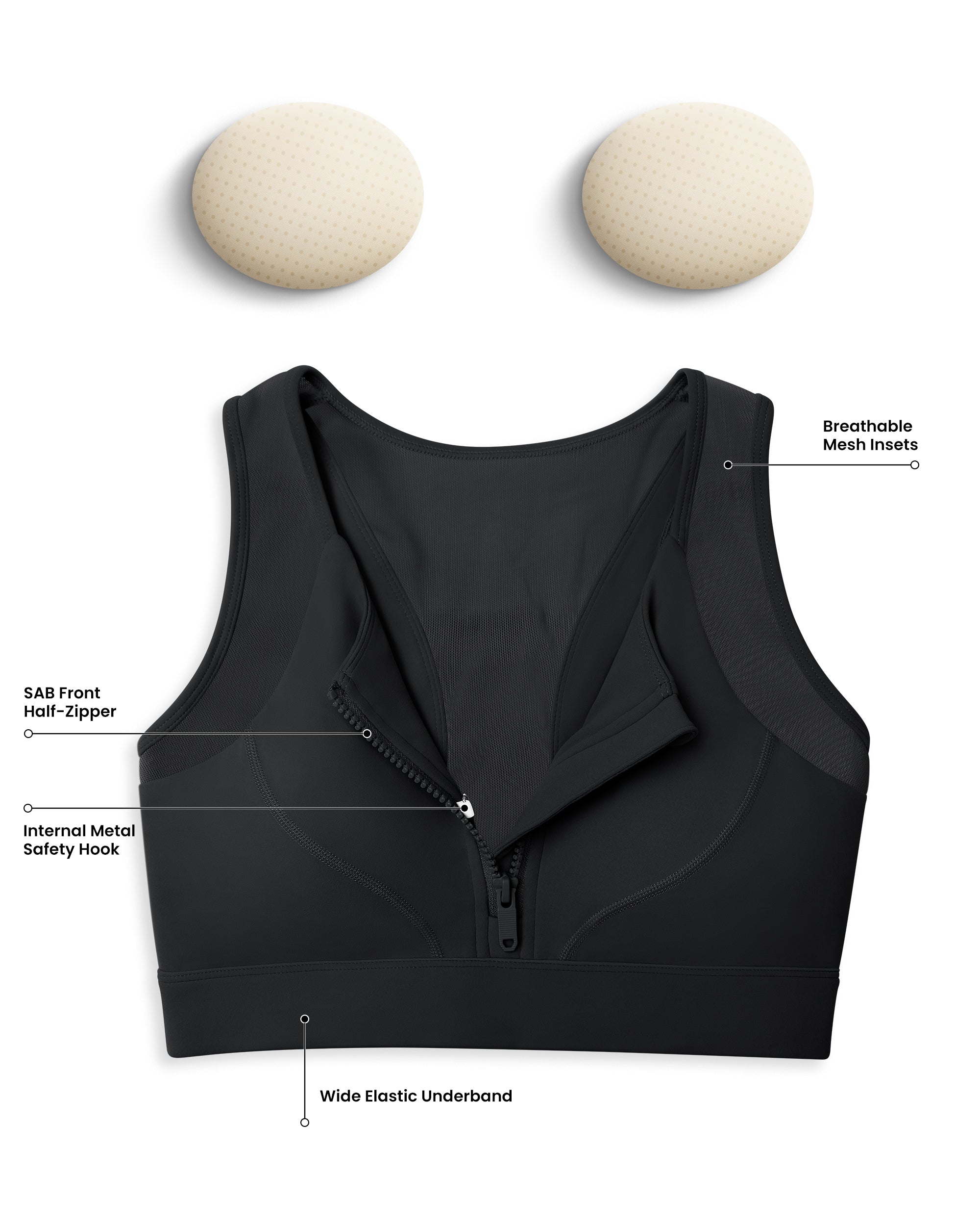 BareLuxe Medium Support Front Zipper Sports Bra  252208