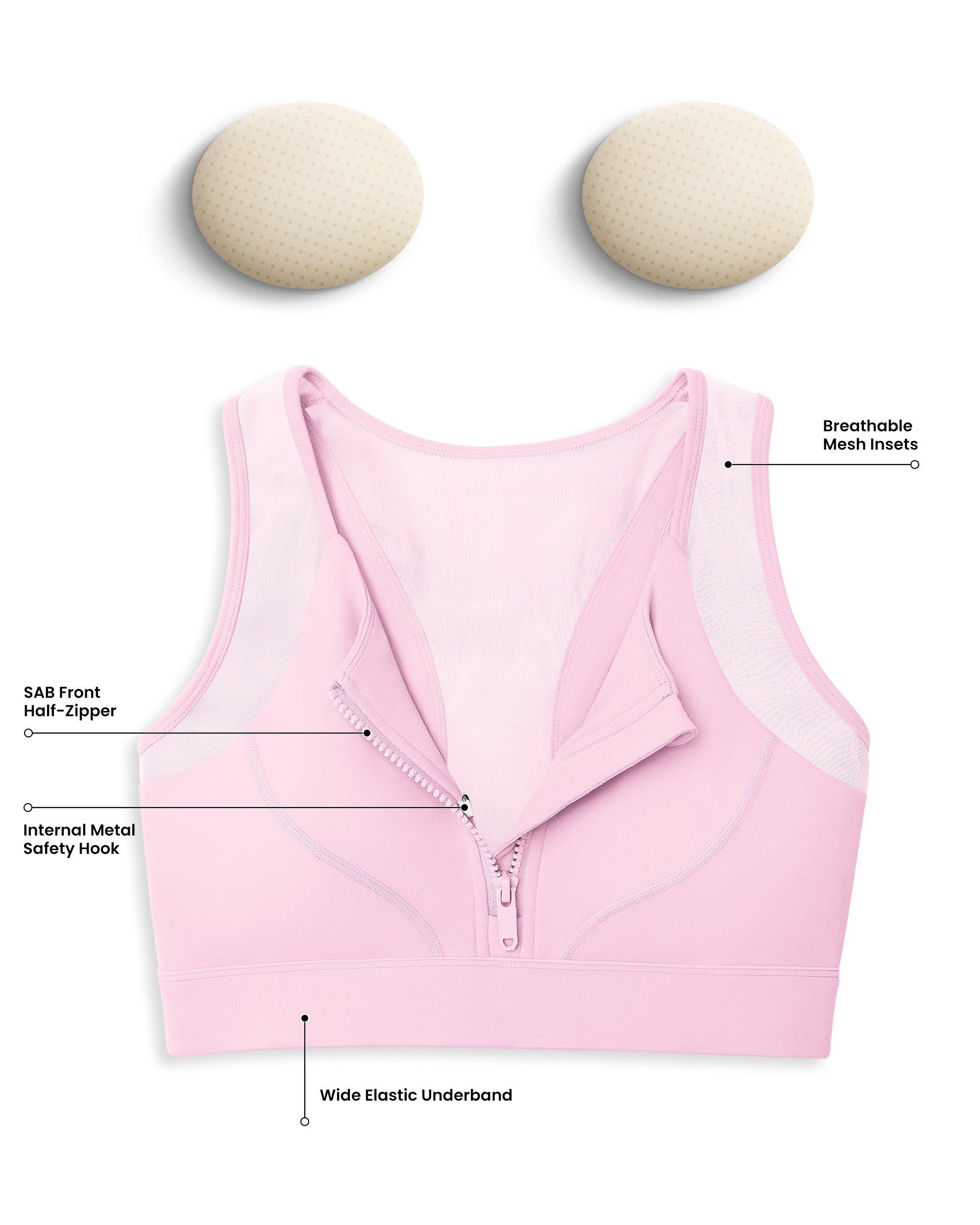 BareLuxe Medium Support Front Zipper Sports Bra  252208
