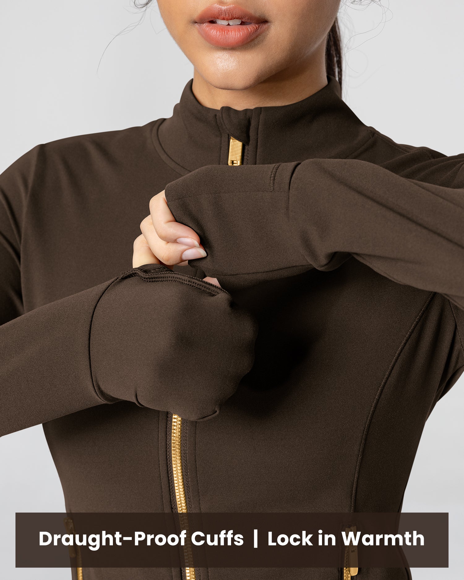 Bareluxe Golden Zipper Workout Jacket for Women with Pockets 257703