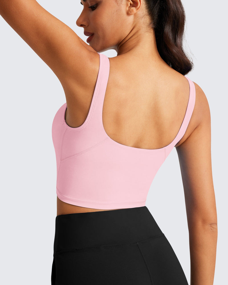 QUEENIEKE Longline Padded Sports Bra for Women, Square Neck