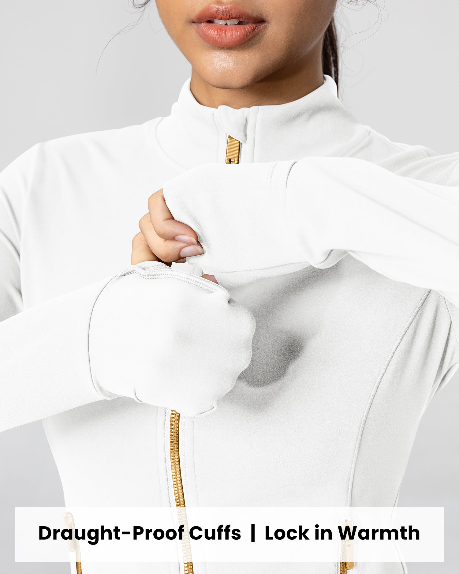 Bareluxe Golden Zipper Workout Jacket for Women with Pockets 257703