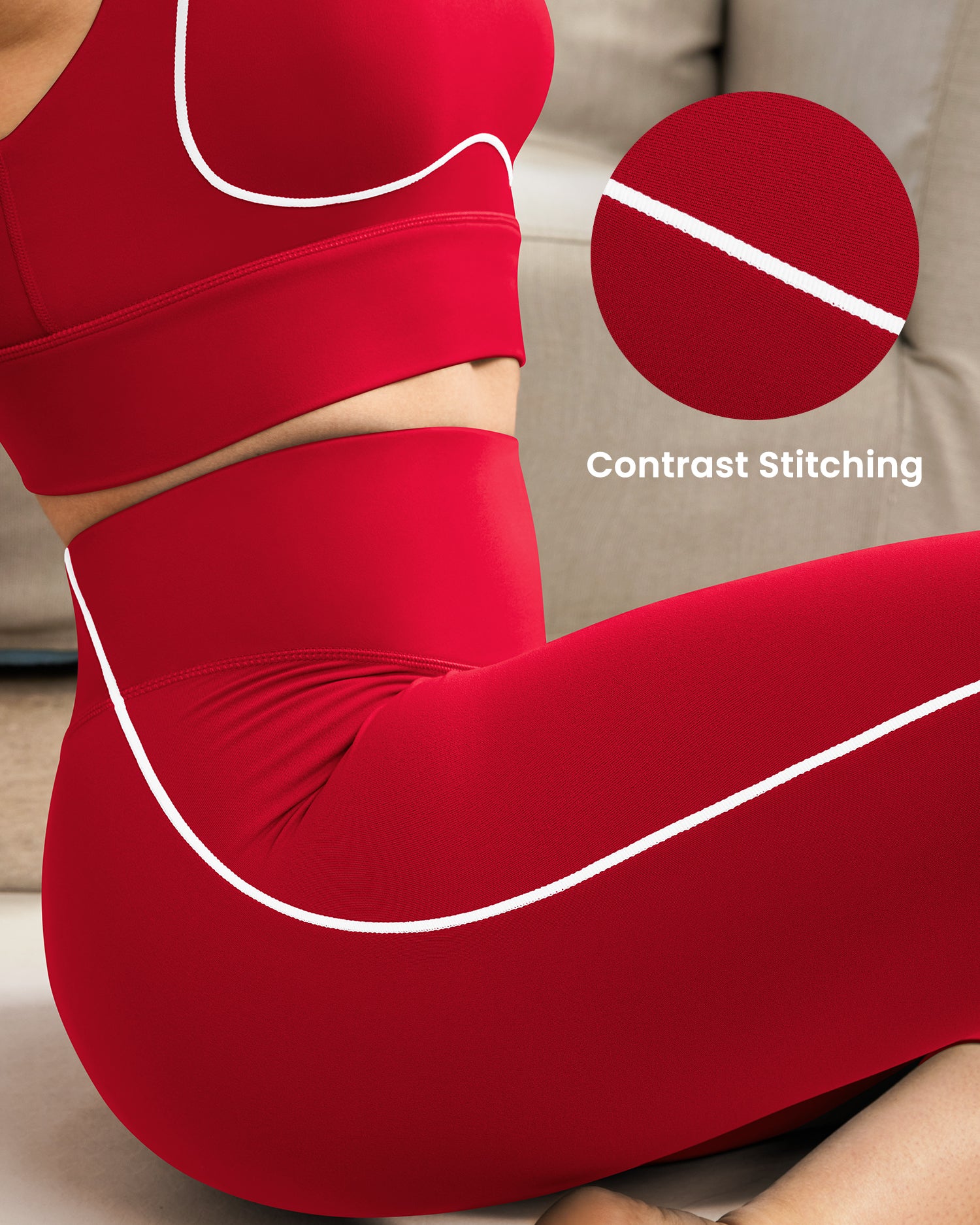 19"  Contrast Stitching Capri Leggings for Women 255804