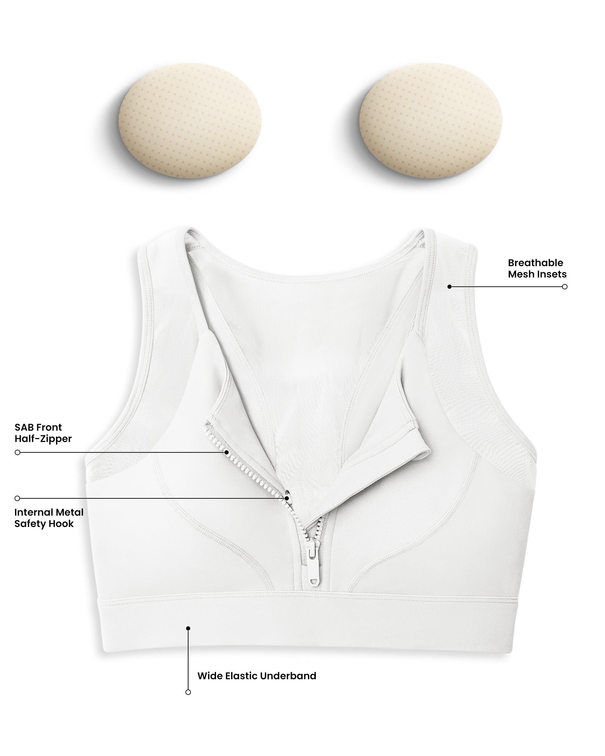 BareLuxe Medium Support Front Zipper Sports Bra  252208