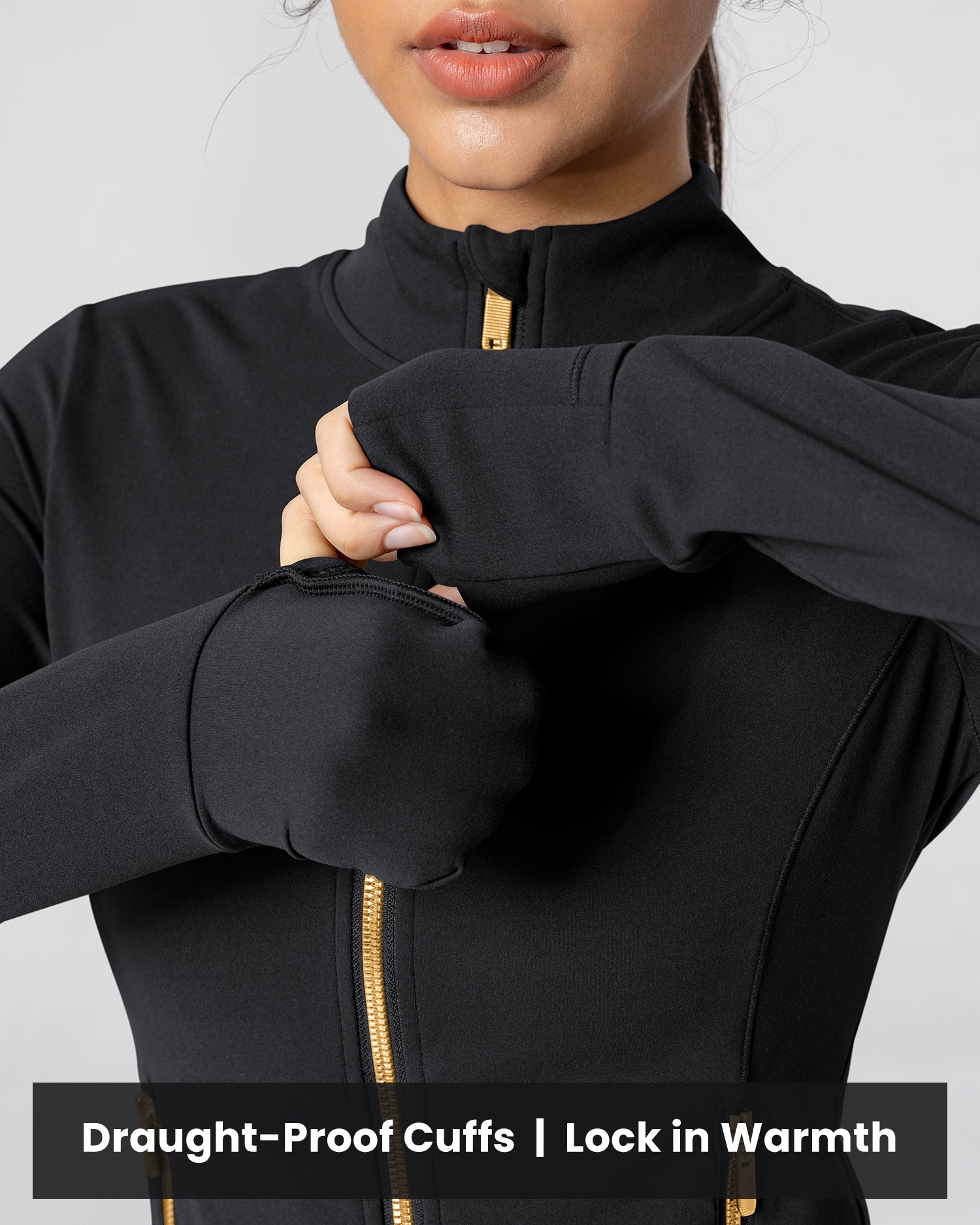 Bareluxe Golden Zipper Workout Jacket for Women with Pockets 257703