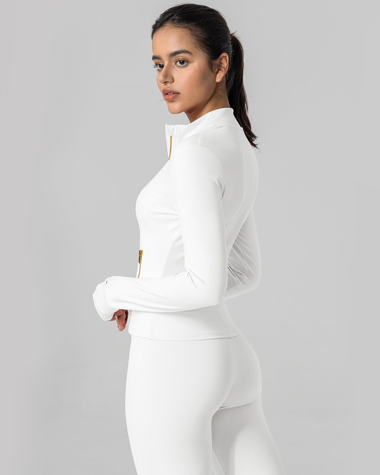 Bareluxe Golden Zipper Workout Jacket for Women with Pockets 257703