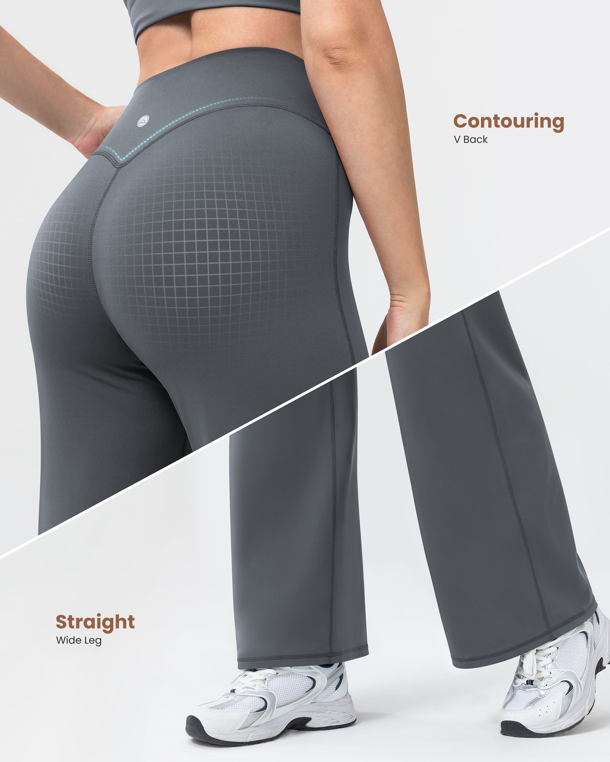 Wide Leg Yoga Pants for Women High Waisted Straight Gym Leggings 31"  260404