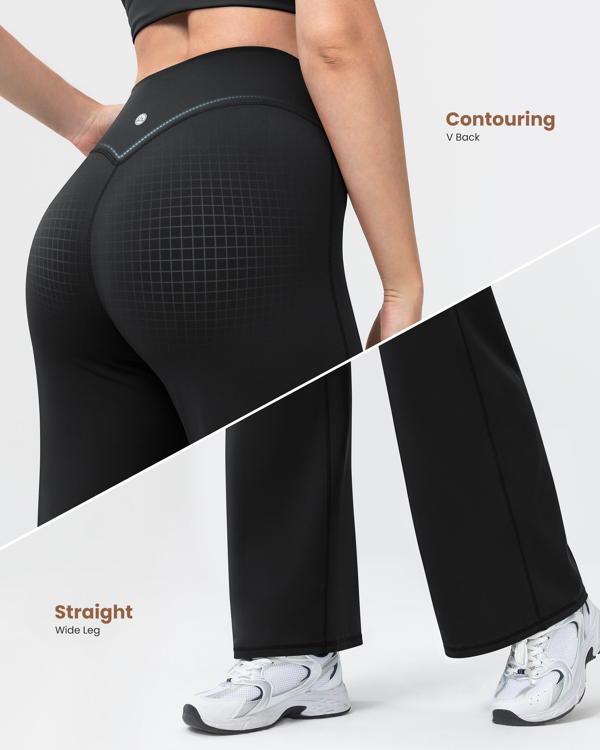 Wide Leg Yoga Pants for Women High Waisted Straight Gym Leggings 31"  260404