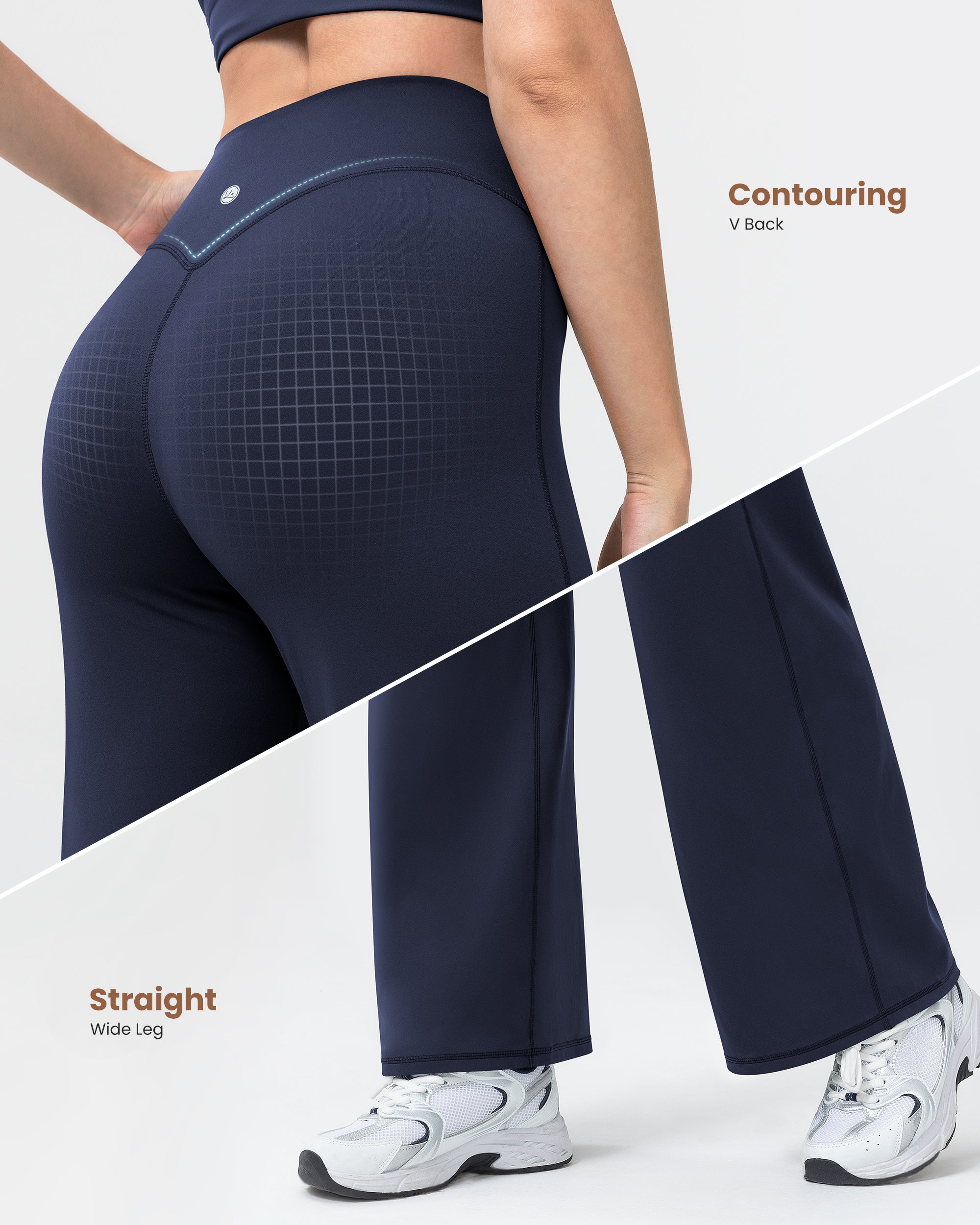 Wide Leg Yoga Pants for Women High Waisted Straight Gym Leggings 31"  260404