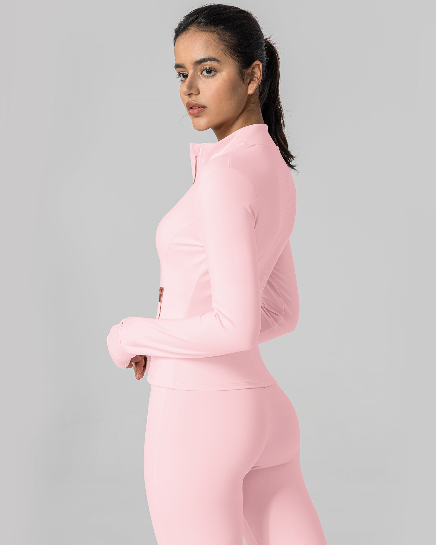 Bareluxe Golden Zipper Workout Jacket for Women with Pockets 257703