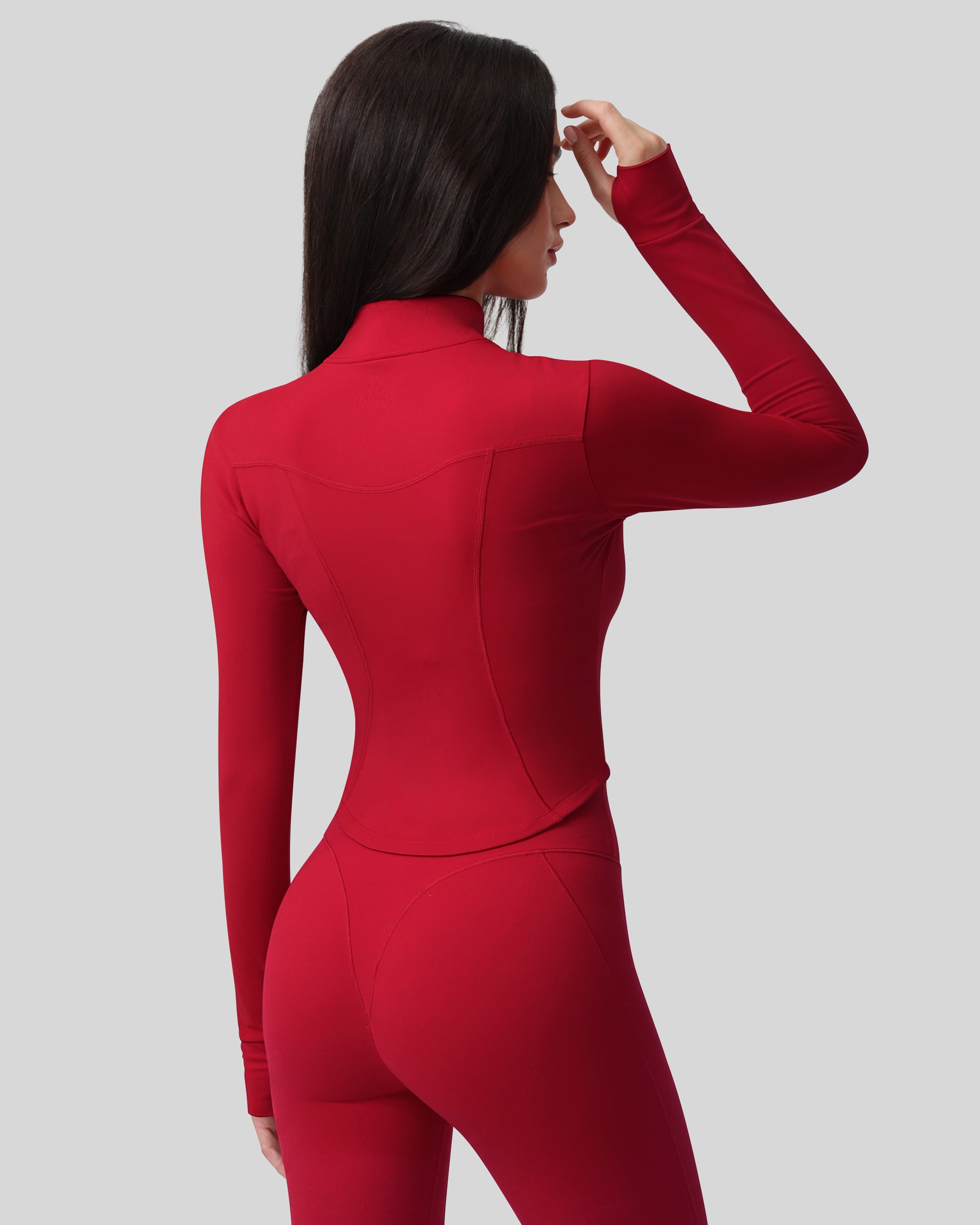 Workout Tops for Women Cropped Long Sleeve Zip Up Jacket BBL Gym 262803