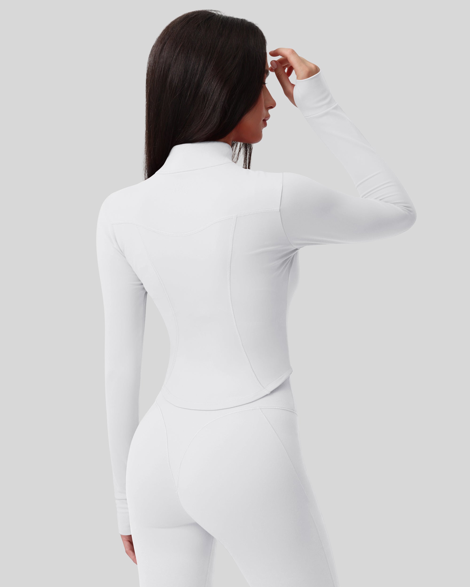 Workout Tops for Women Cropped Long Sleeve Zip Up Jacket BBL Gym 262803