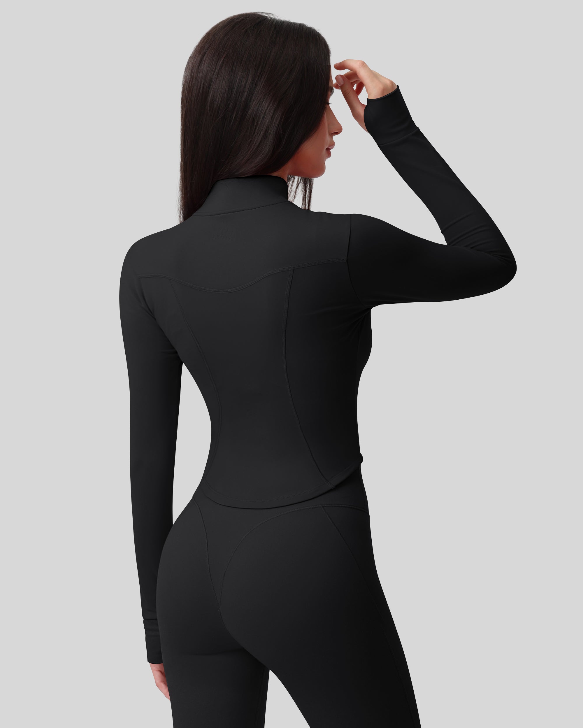 Workout Tops for Women Cropped Long Sleeve Zip Up Jacket BBL Gym 262803