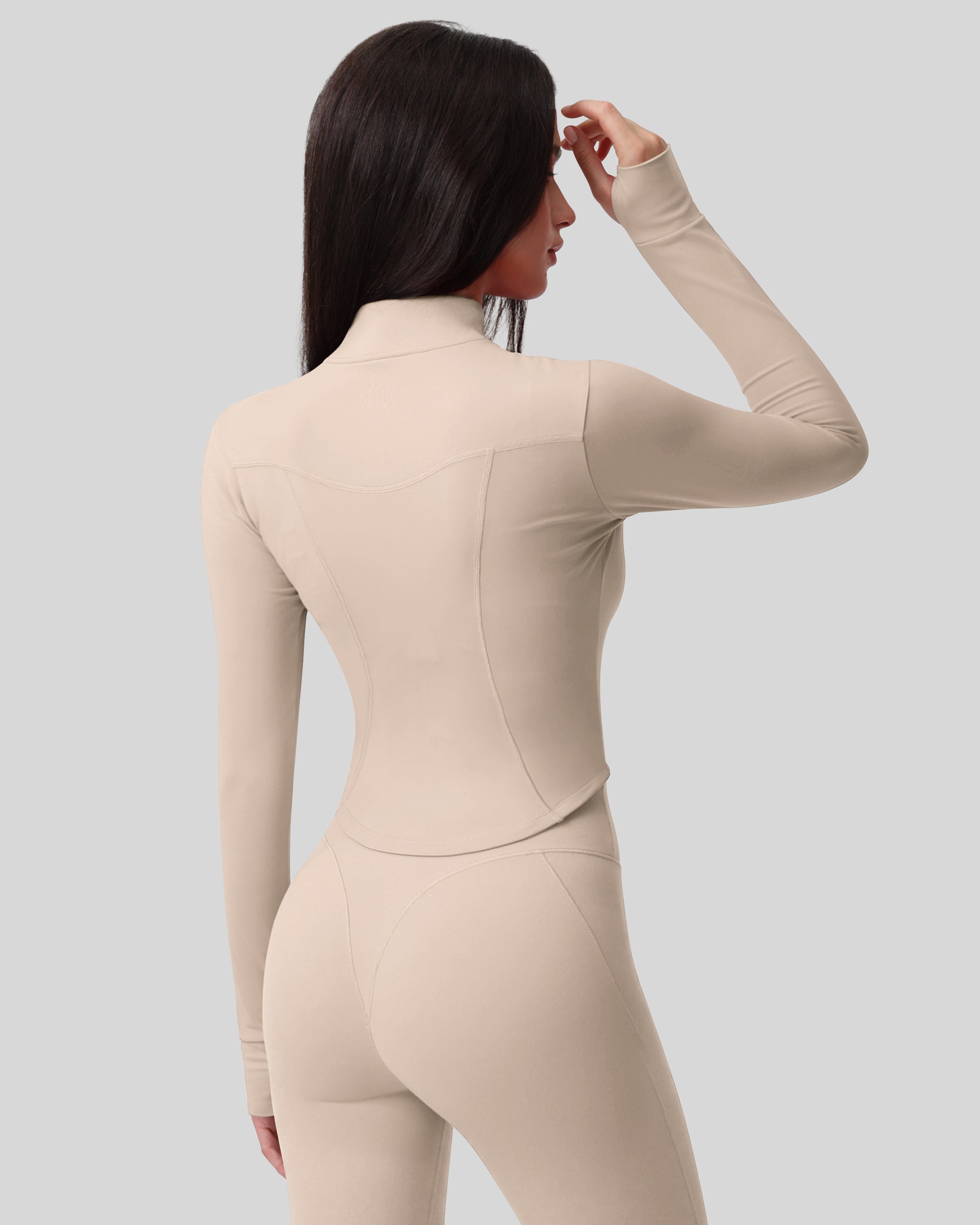 Workout Tops for Women Cropped Long Sleeve Zip Up Jacket BBL Gym 262803