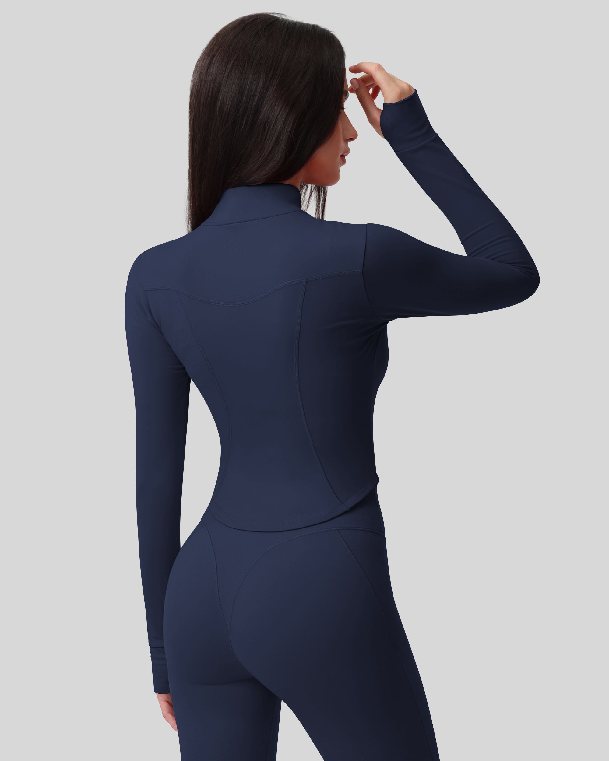 Workout Tops for Women Cropped Long Sleeve Zip Up Jacket BBL Gym 262803