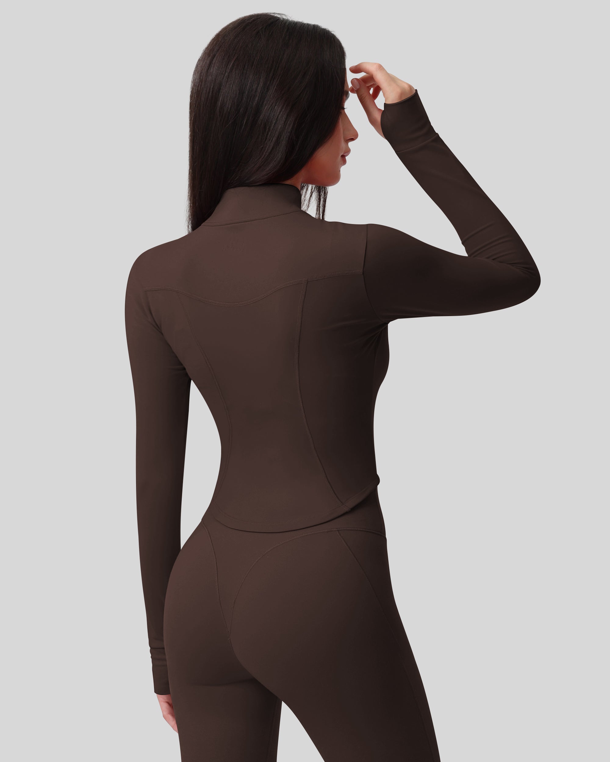 Workout Tops for Women Cropped Long Sleeve Zip Up Jacket BBL Gym 262803