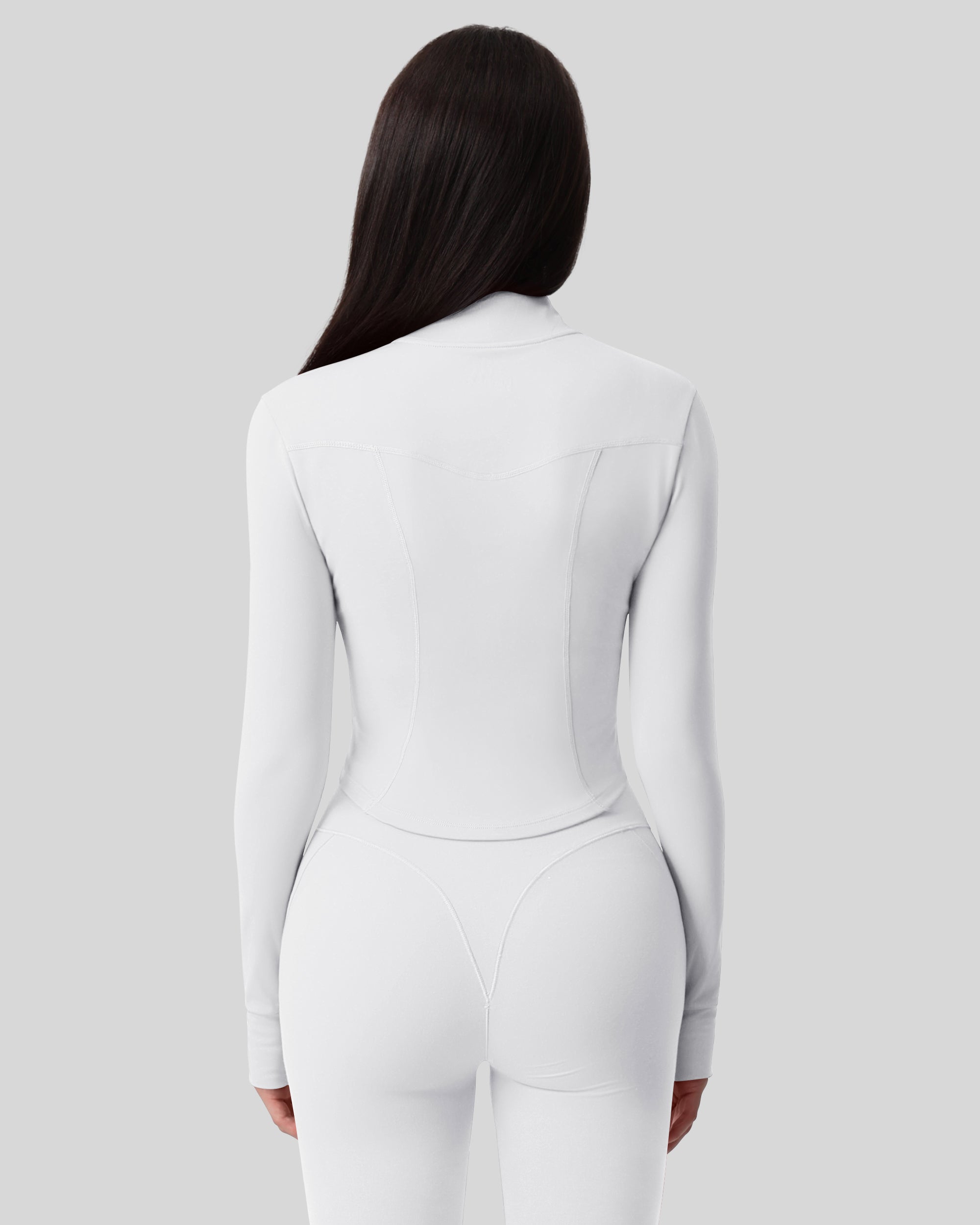 Workout Tops for Women Cropped Long Sleeve Zip Up Jacket BBL Gym 262803