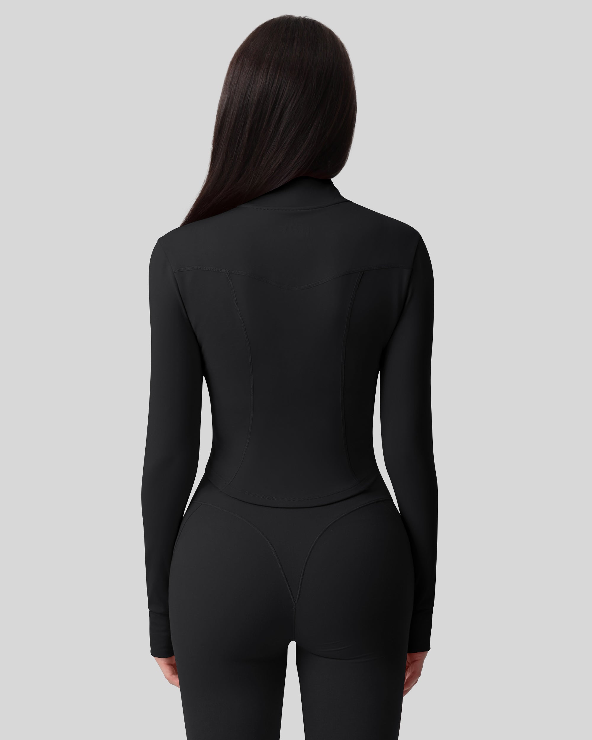 Workout Tops for Women Cropped Long Sleeve Zip Up Jacket BBL Gym 262803