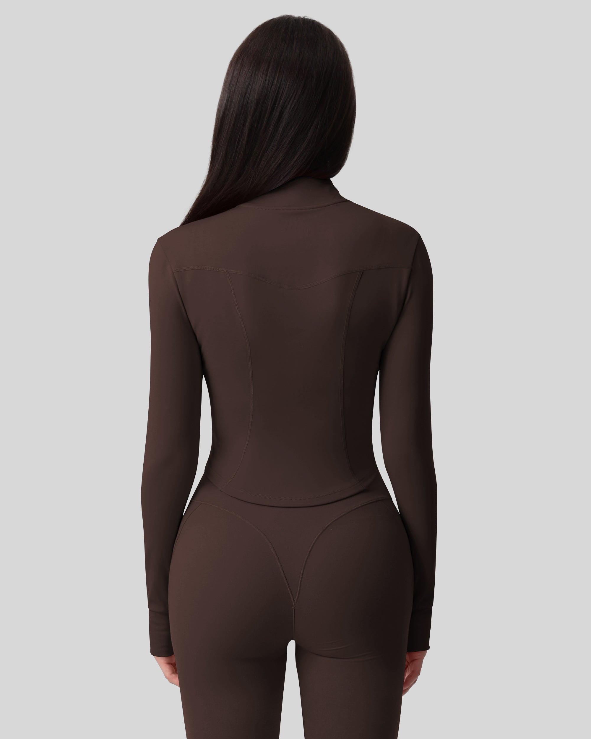 Workout Tops for Women Cropped Long Sleeve Zip Up Jacket BBL Gym 262803