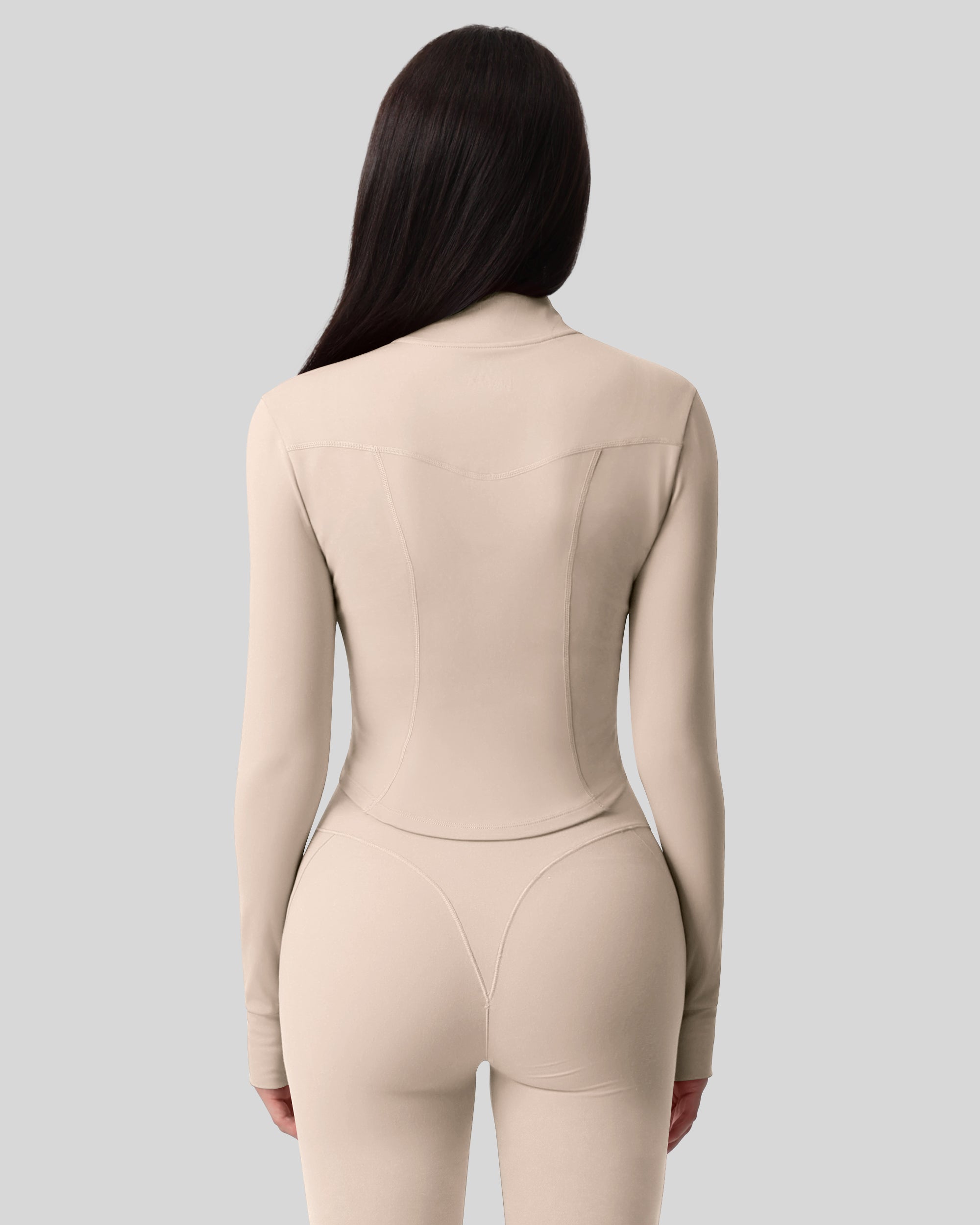 Workout Tops for Women Cropped Long Sleeve Zip Up Jacket BBL Gym 262803