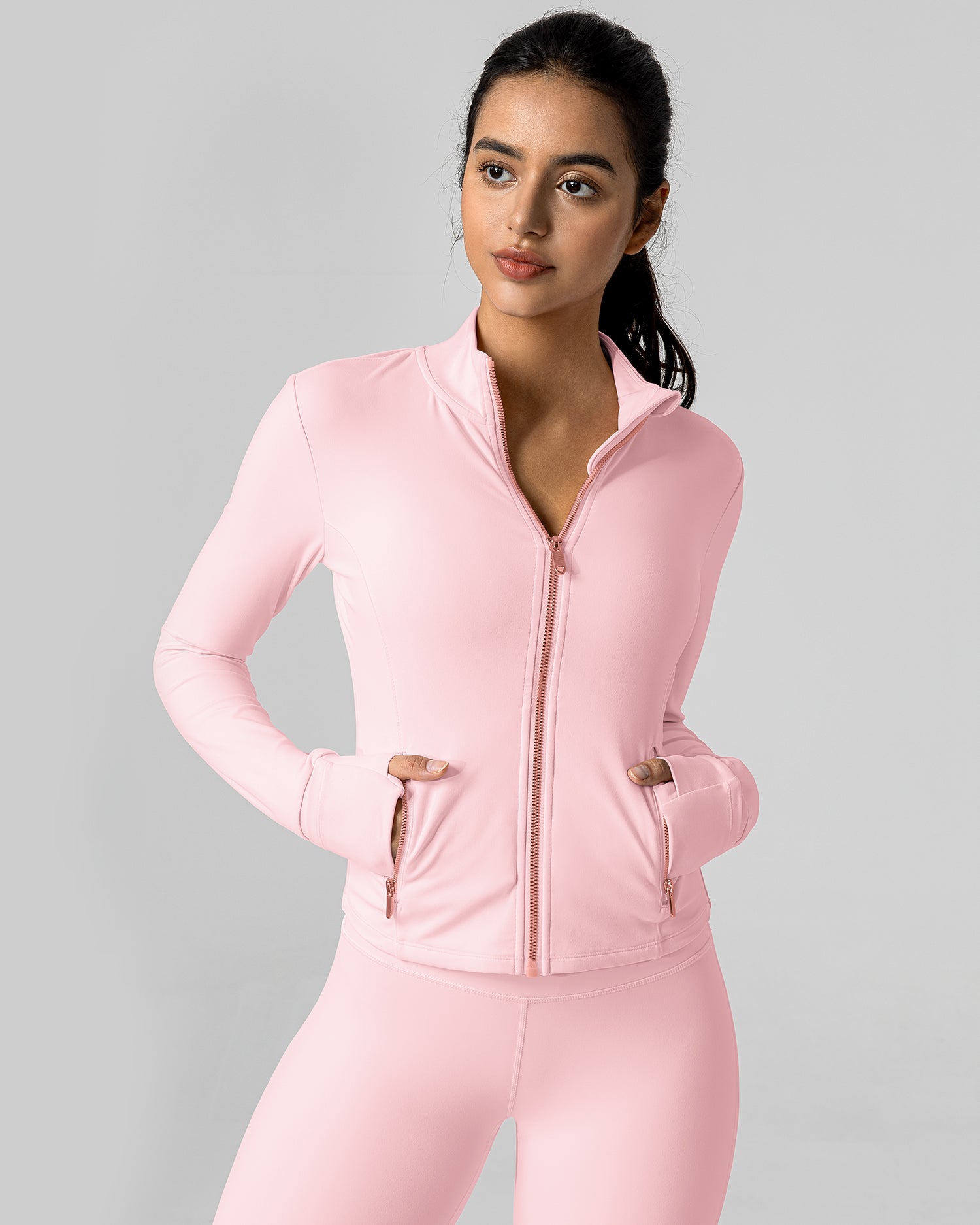 Bareluxe Golden Zipper Workout Jacket for Women with Pockets 257703