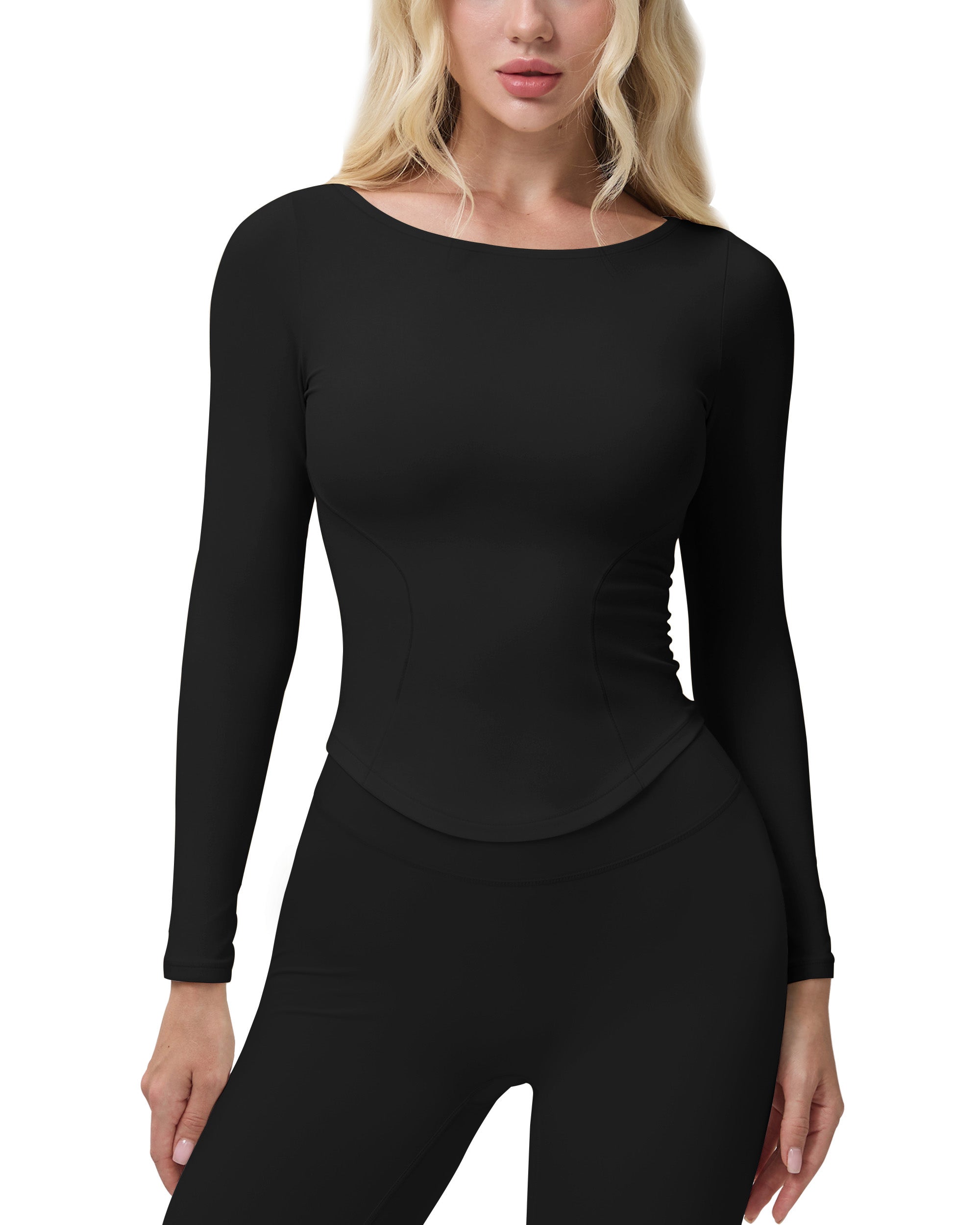 Queenie Ke Bareluxe Boat Neck Tops for Women Long Sleeve 254505