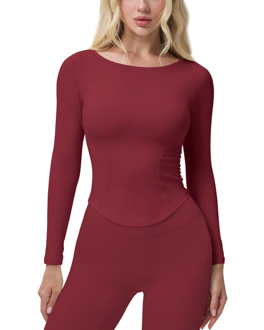 Queenie Ke Bareluxe Boat Neck Tops for Women Long Sleeve 254505