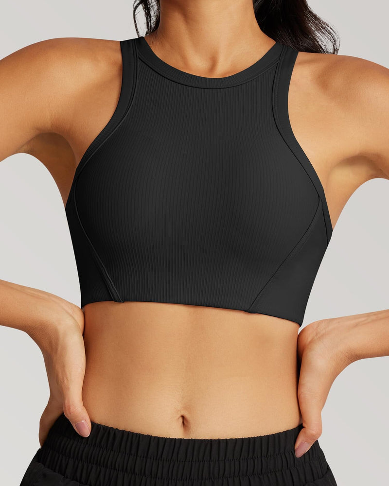 High Neck Racerback Sports Bra 230108