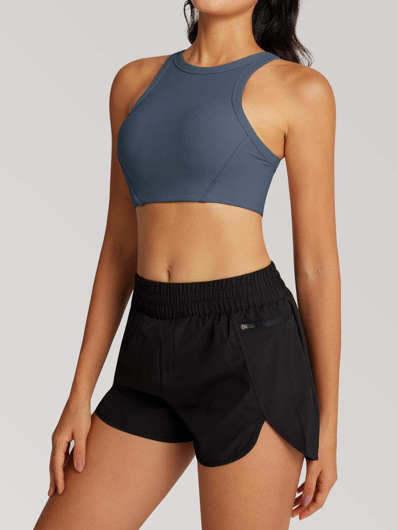 High Neck Racerback Sports Bra 230108