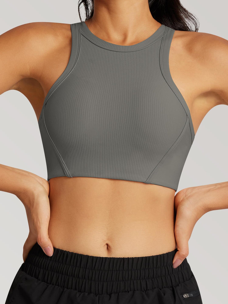 High Neck Racerback Sports Bra 230108