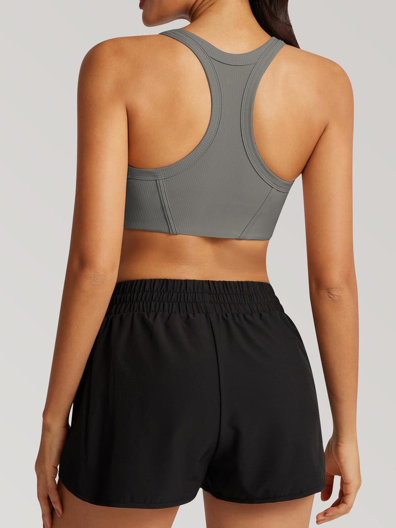 High Neck Racerback Sports Bra 230108