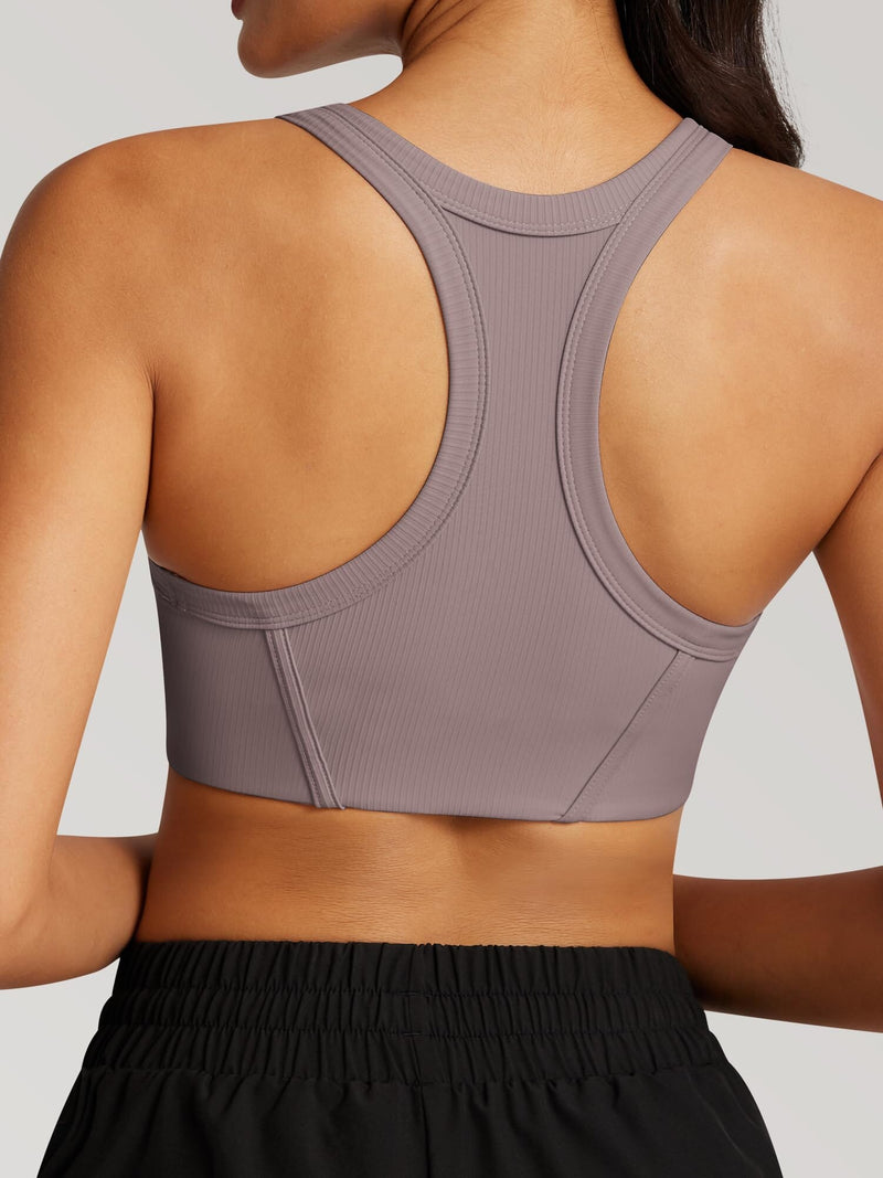 High Neck Y Back Sports Bras for Women: Built in Bra Longline