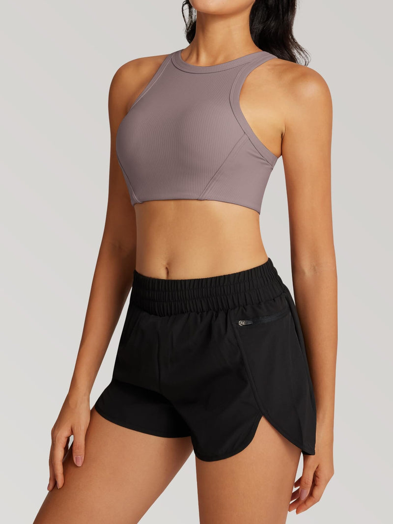 High Neck Racerback Sports Bra 230108