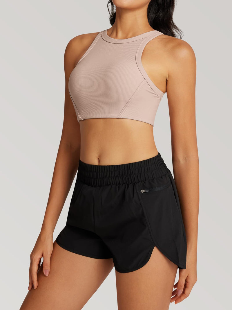 High Neck Racerback Sports Bra 230108