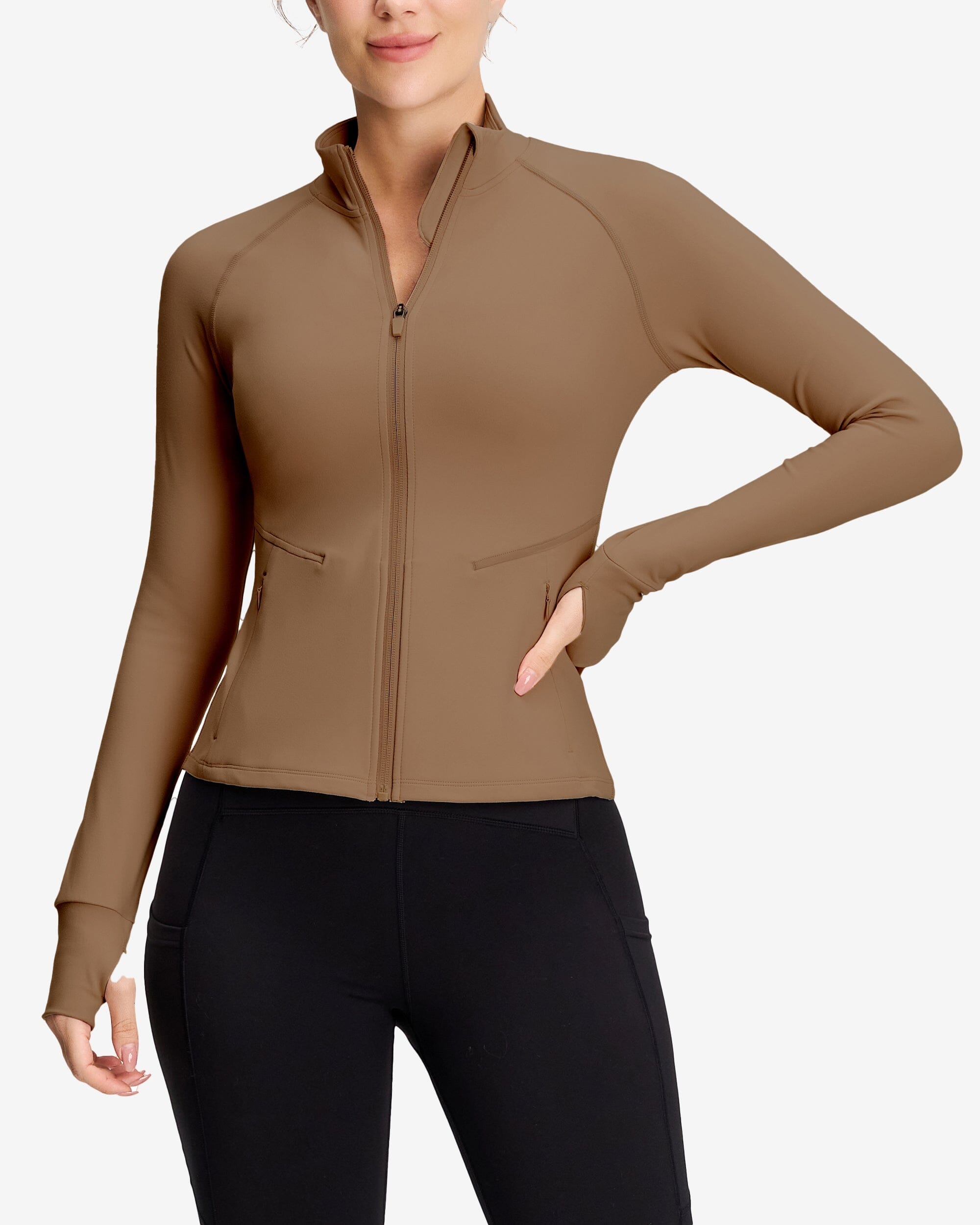 Cropped Full Zip Jacket With Pockets