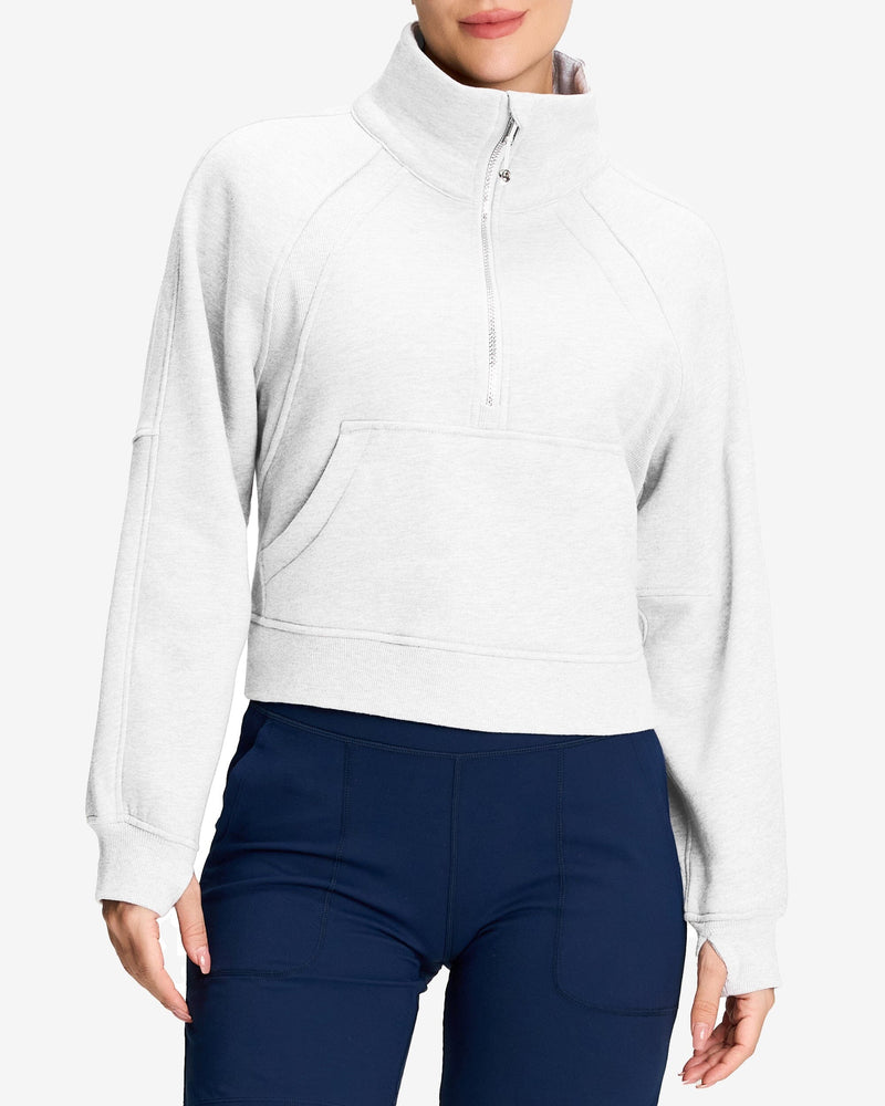 Half Zip Fleece Crop Sweatshirt
